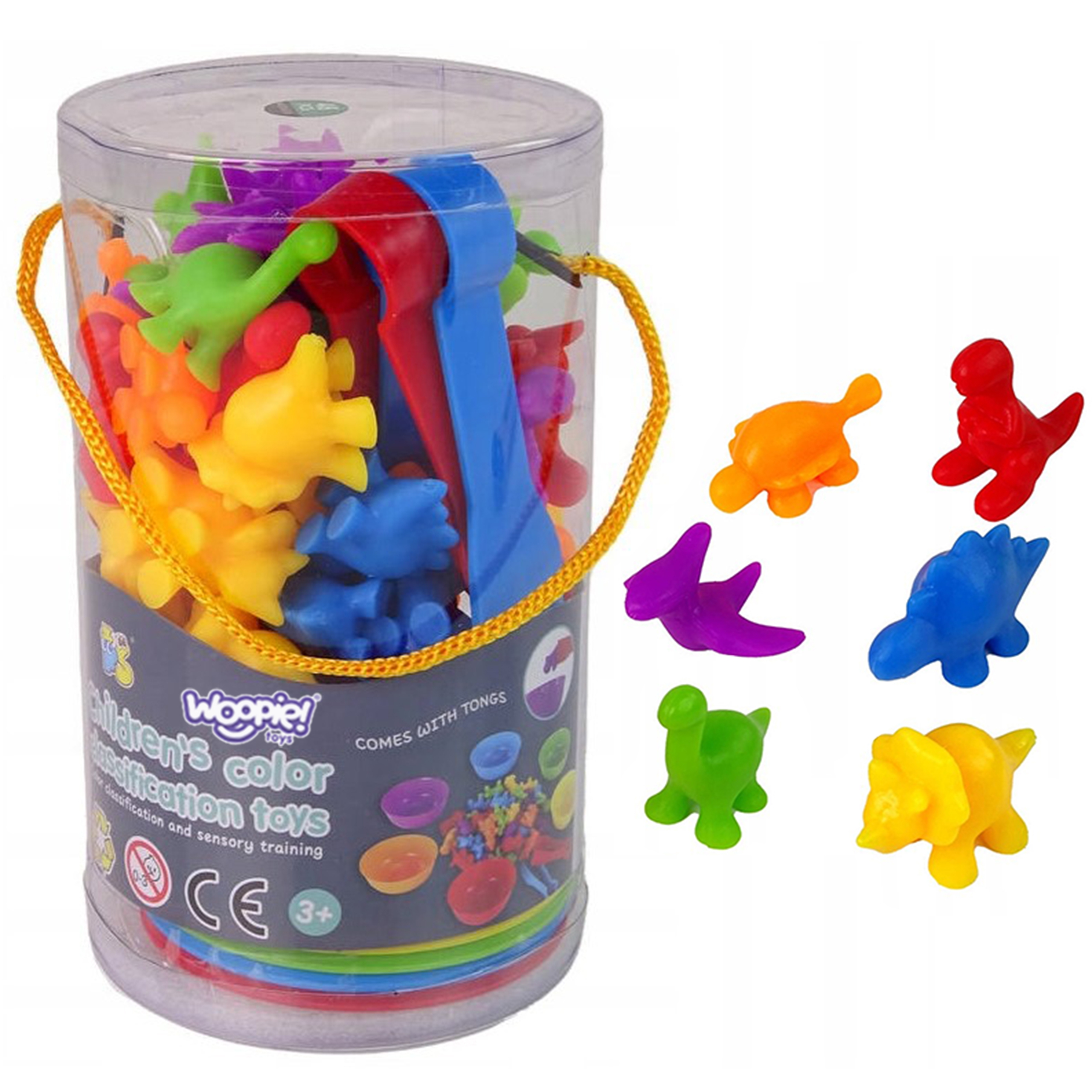 Gra edukacyjna montessori sorter kolorów dinozaury 56 el.