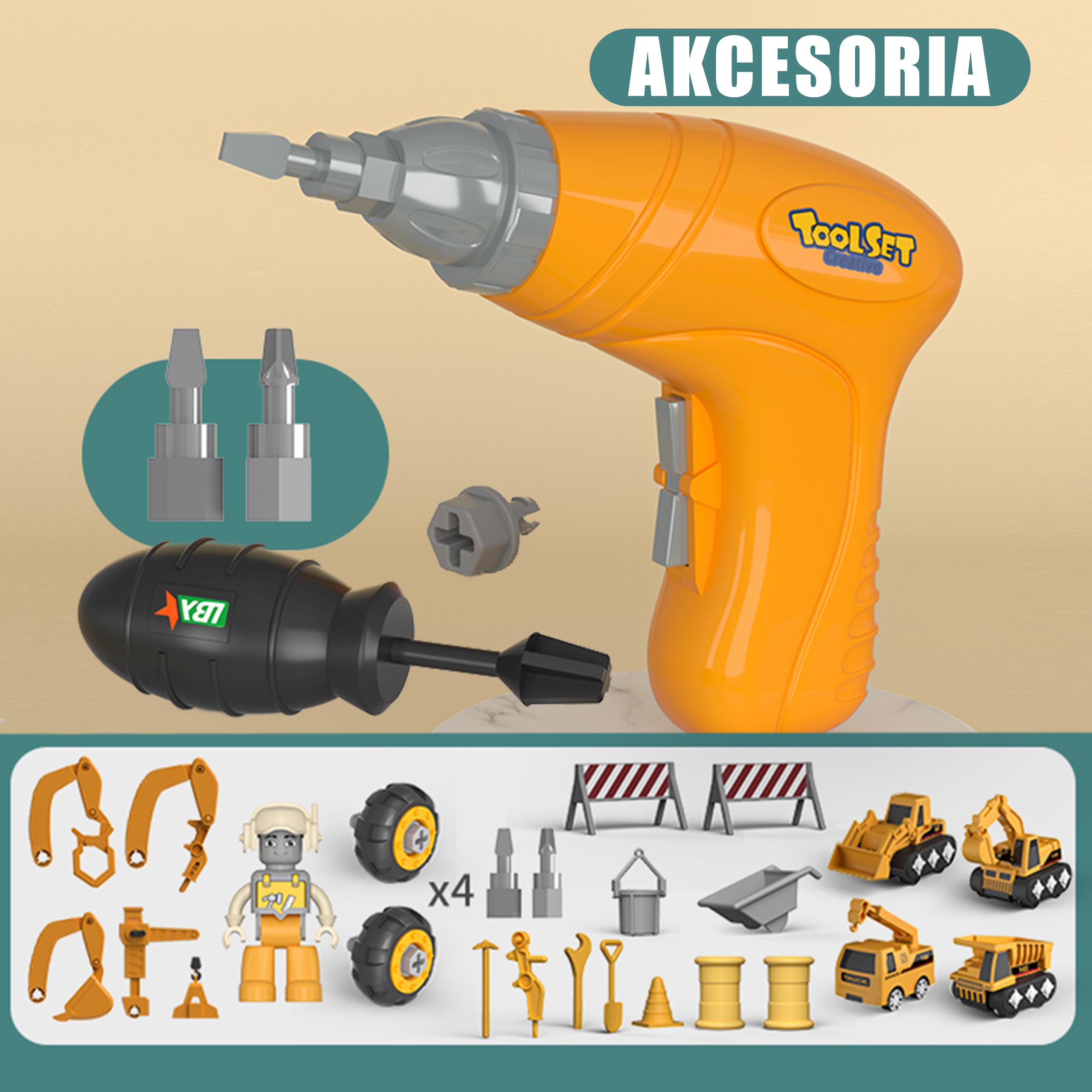 Mega plac budowy 5w1 zestaw xxl do skręcania diy