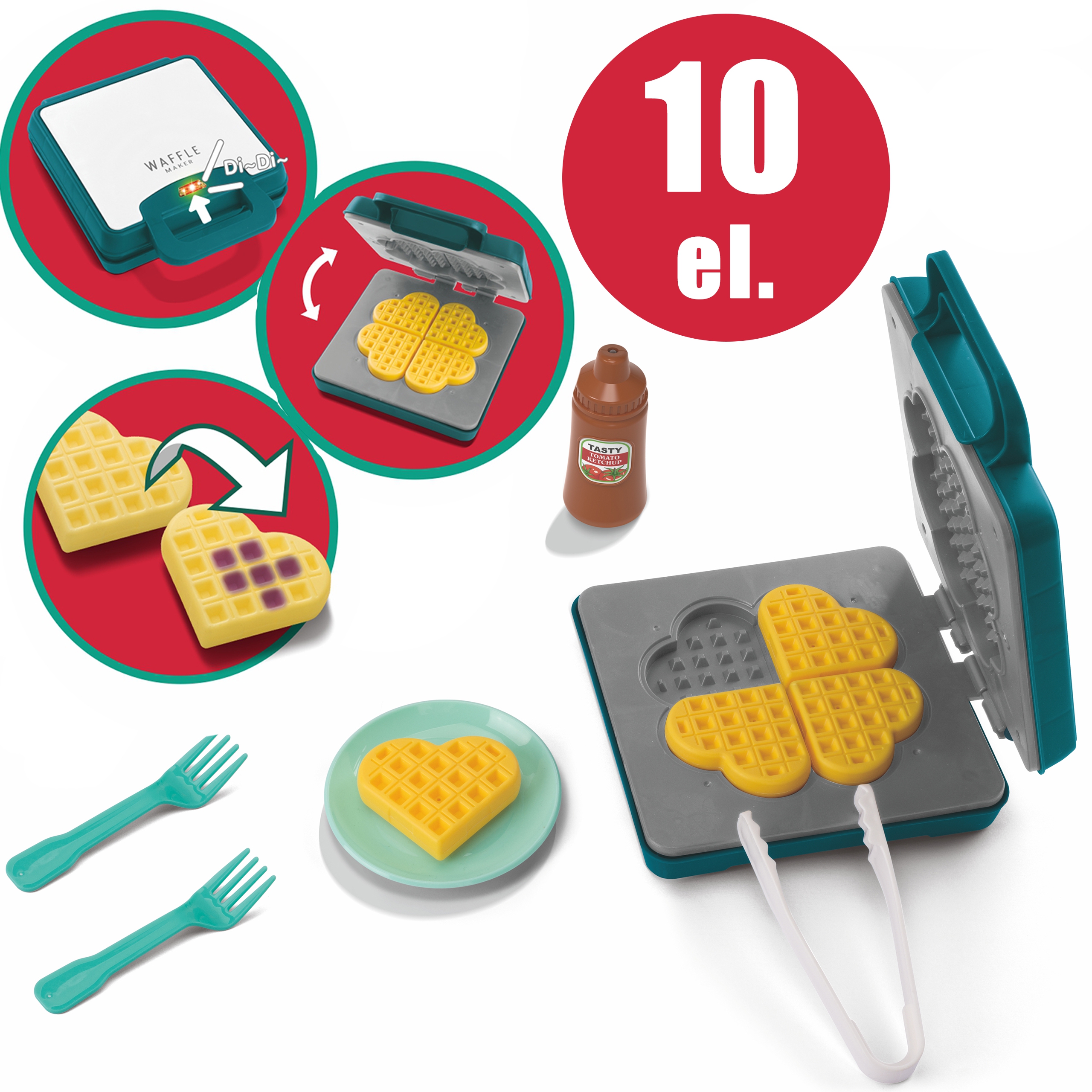 Gofrownica zestaw kuchenny jedzenie zmieniające kolor 10 el.