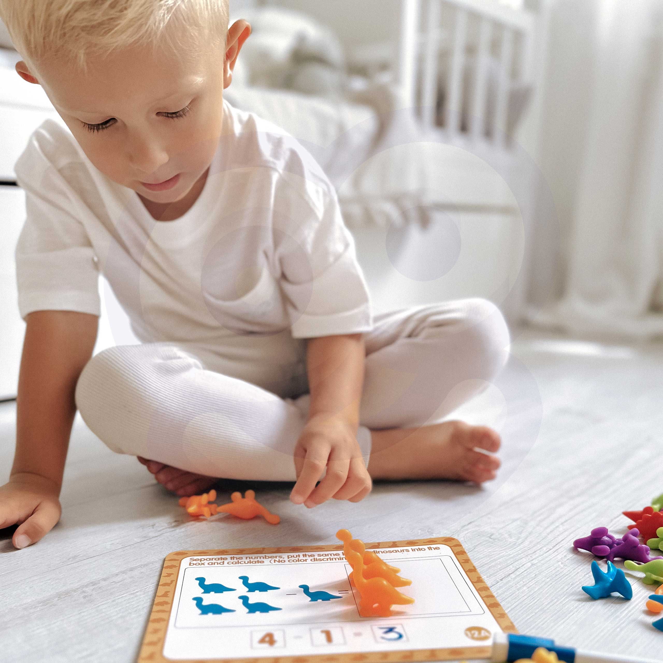 Zestaw edukacyjny nauka liczenia montessori sorter dinozaury 95 el.