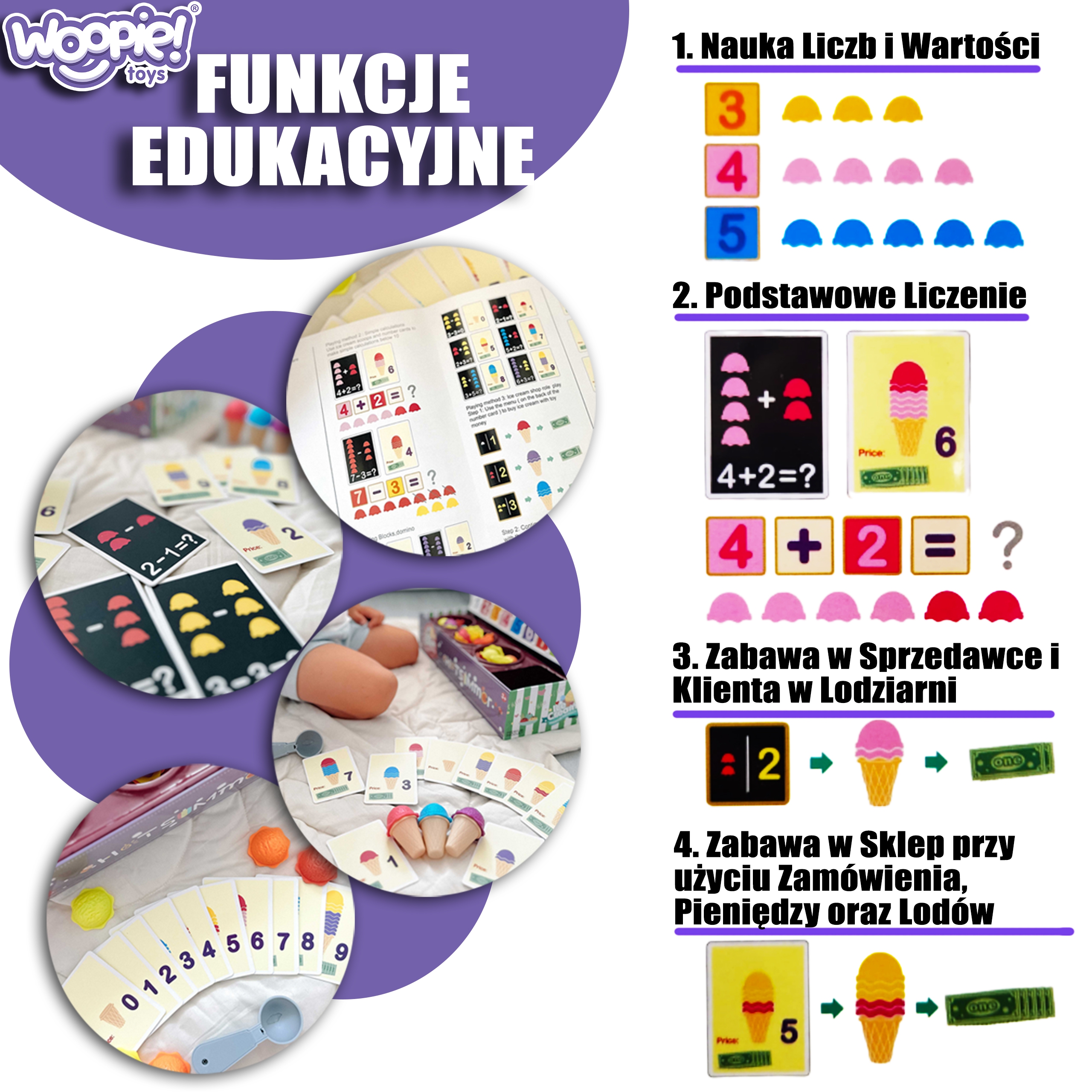 Edukacyjna lodziarnia xxl restauracja sklep + nauka liczenia 87 el.