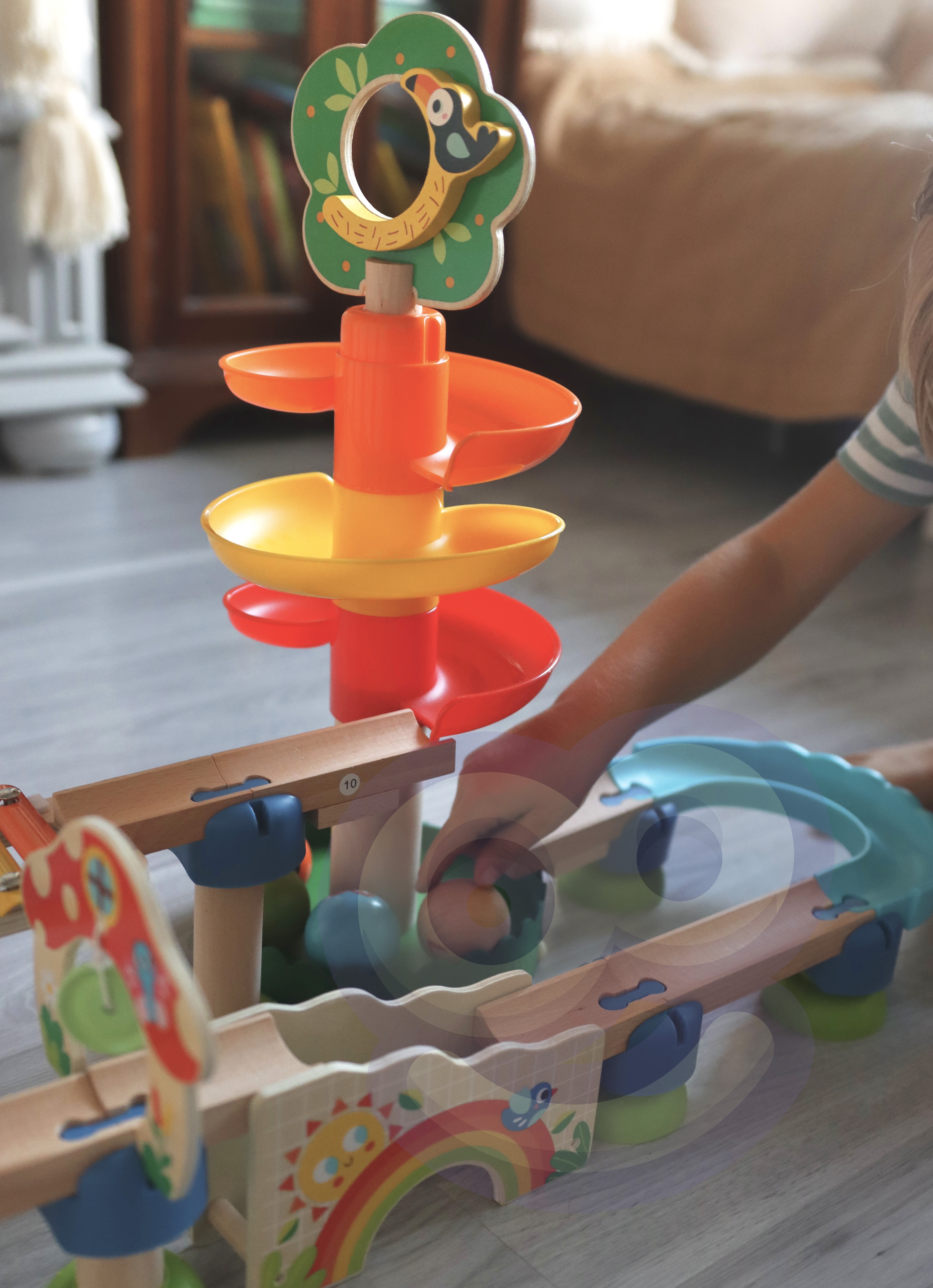 Drewniany muzyczny tor kulkowy kulodrom 44 el. - 9 z 13