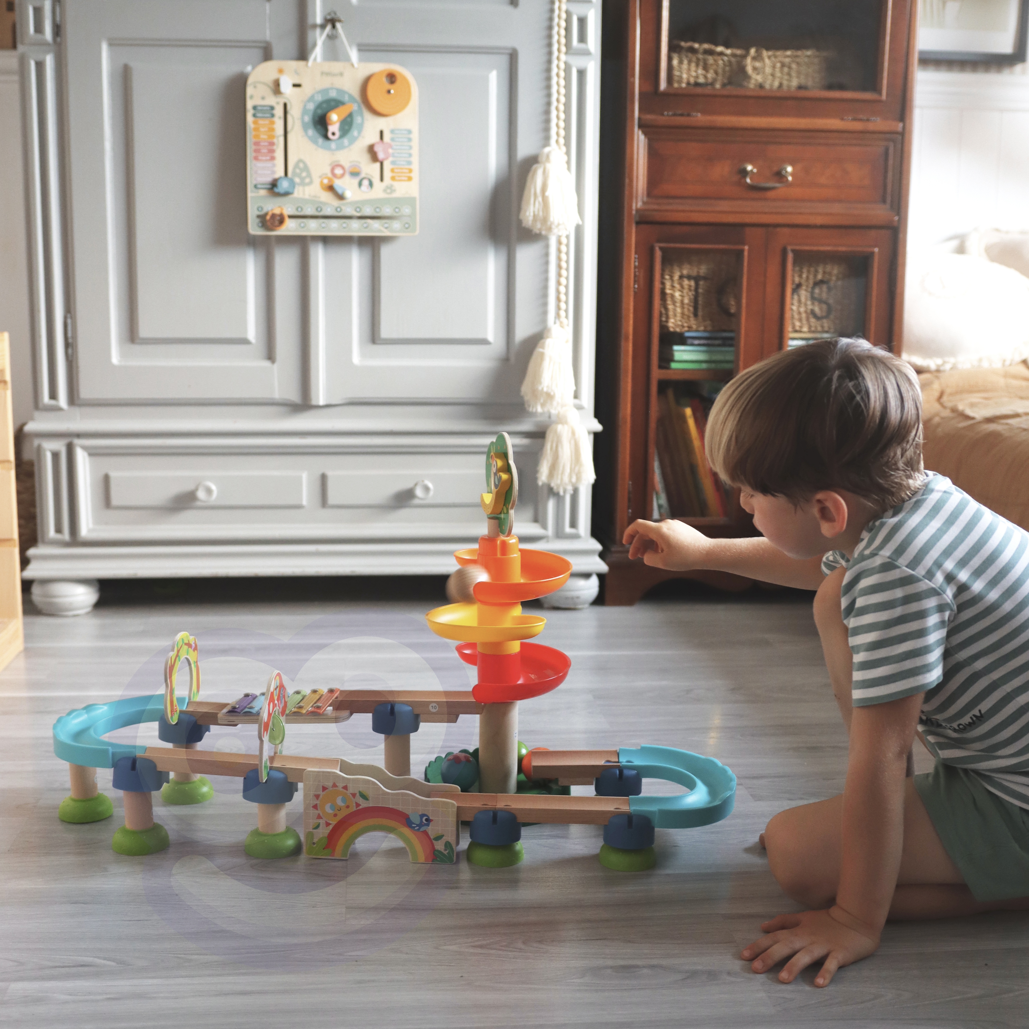 Drewniany muzyczny tor kulkowy kulodrom 44 el. - 5 z 13