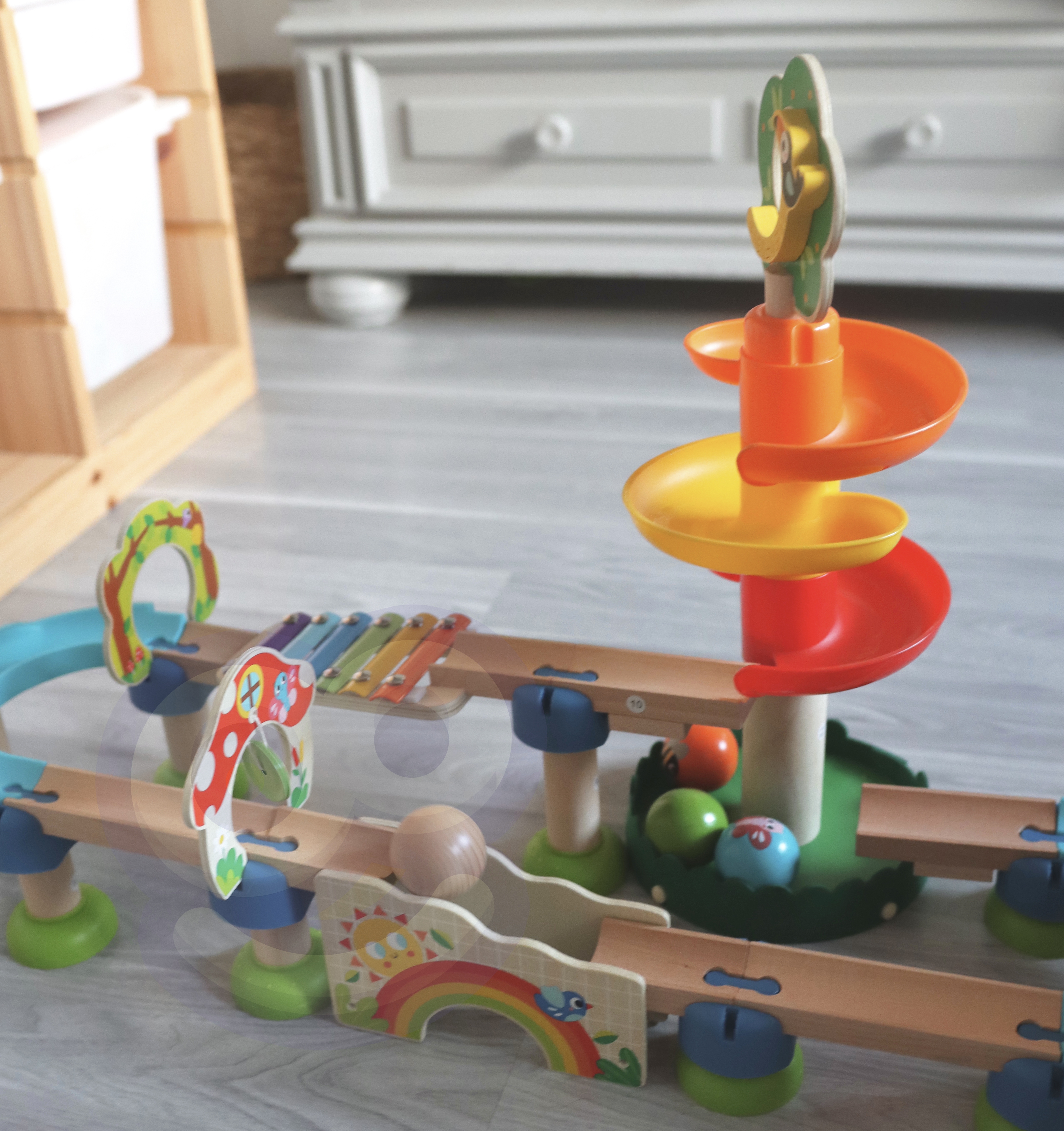 Drewniany muzyczny tor kulkowy kulodrom 44 el. - 11 z 13