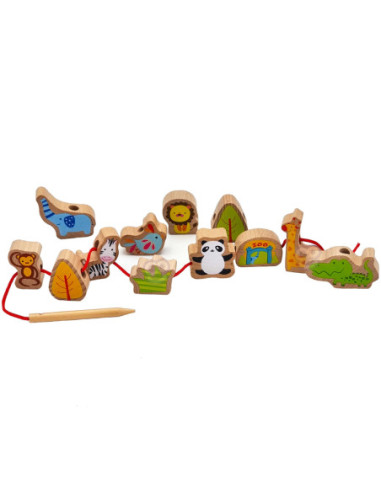 Sznurowanka Dla Dzieci Drewniane Koraliki Dla Dzieci ZOO Classic World