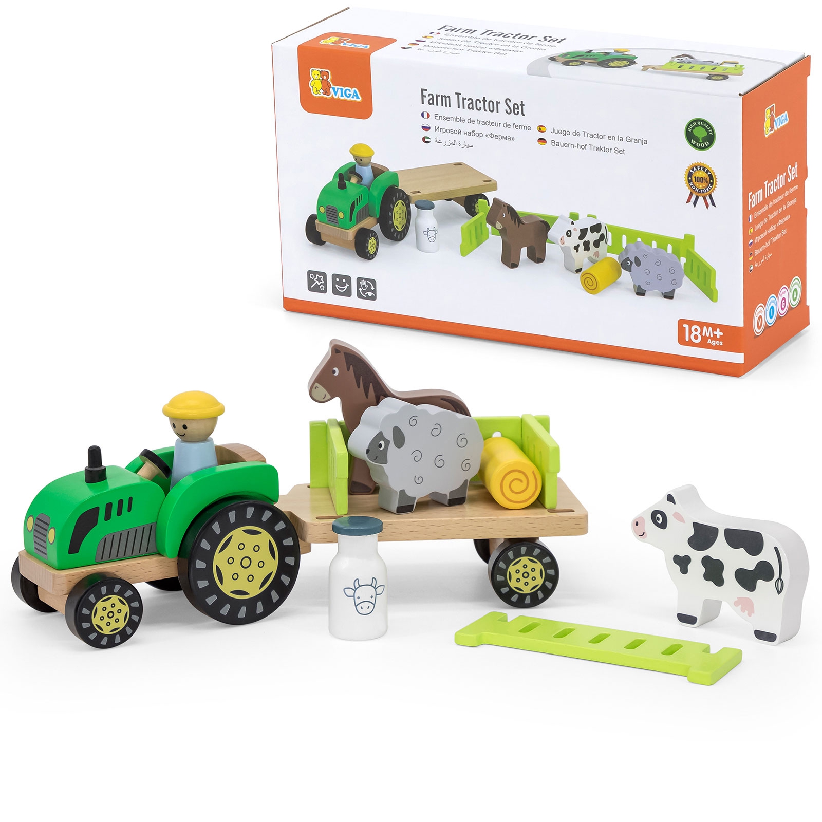 Traktor drewniany zwięrzatka farma zagroda