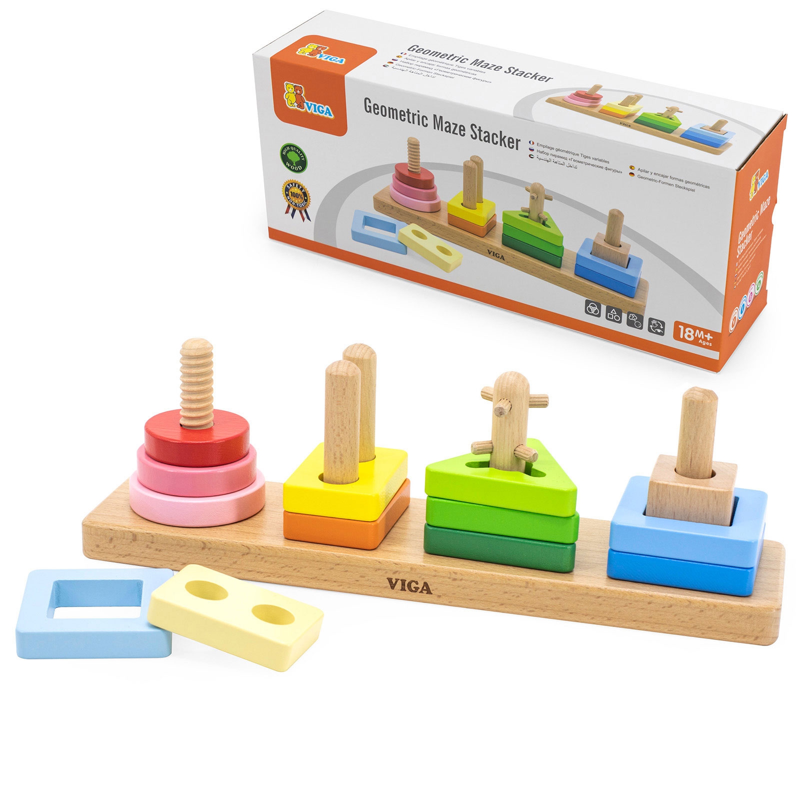 Drewniany geometryczny sorter labirynt