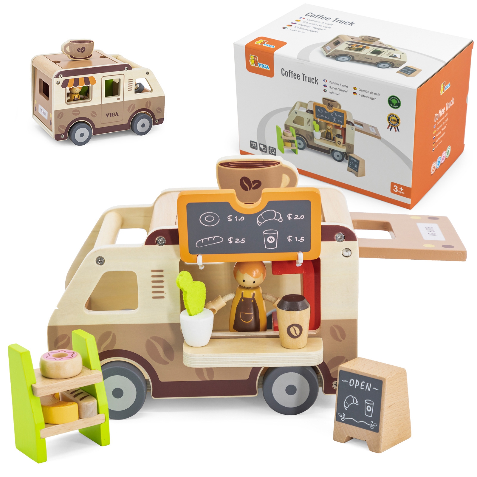 Food truck drewniane auto kawiarnia cukiernia