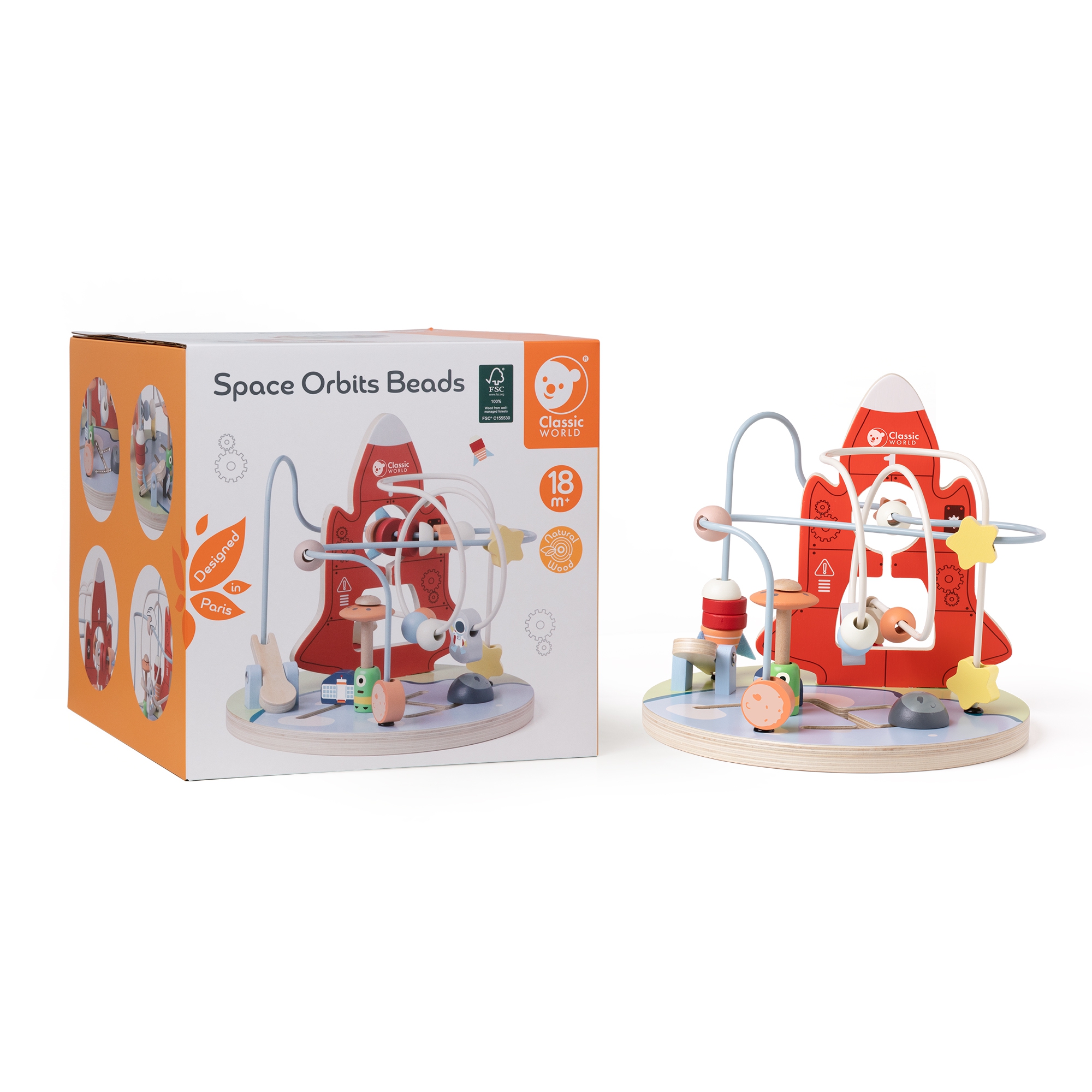 Edukacyjny labirynt przeplatanka space orbits beads 18m+ fsc