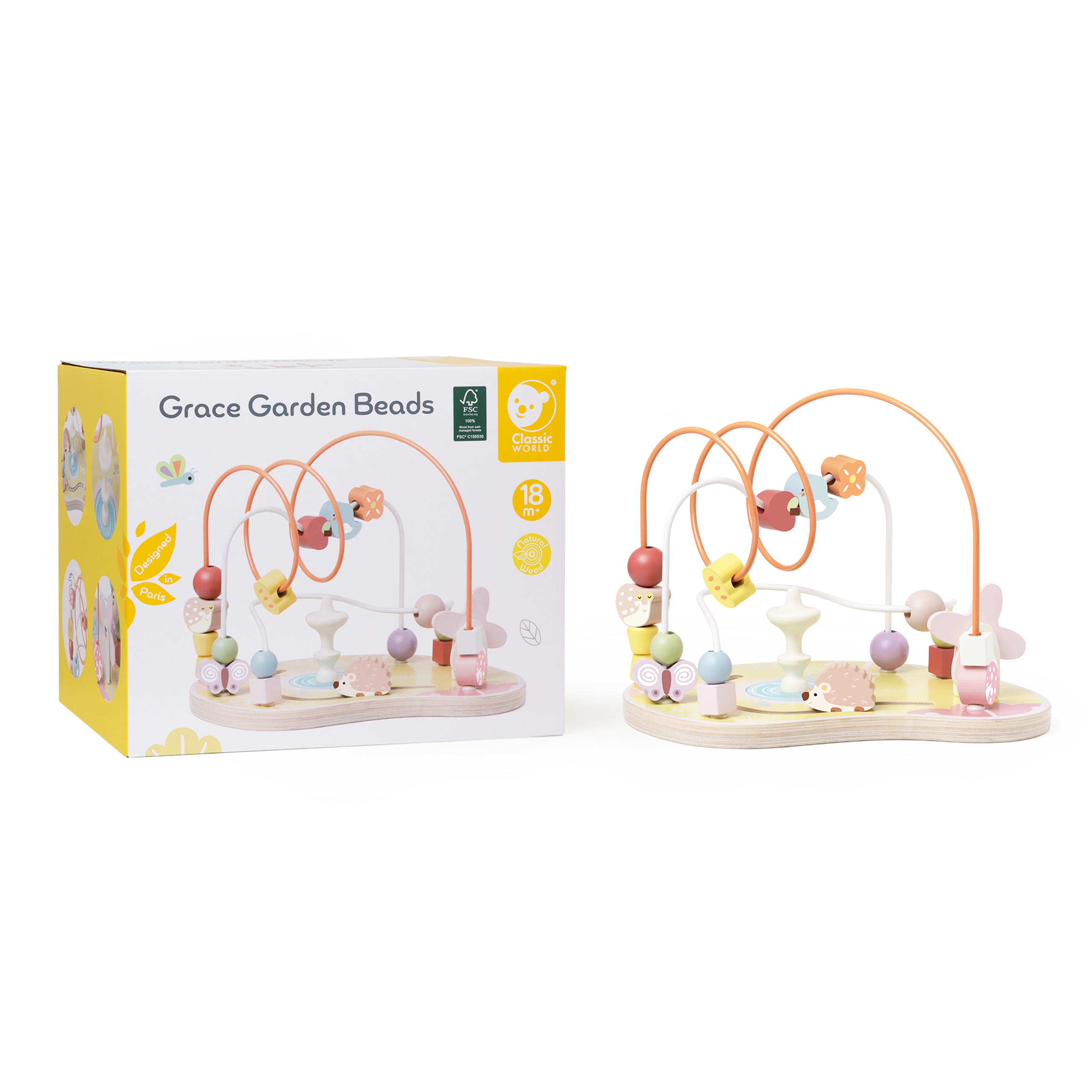 Edukacyjny labirynt przeplatanka grace garden beads 18m+ fsc
