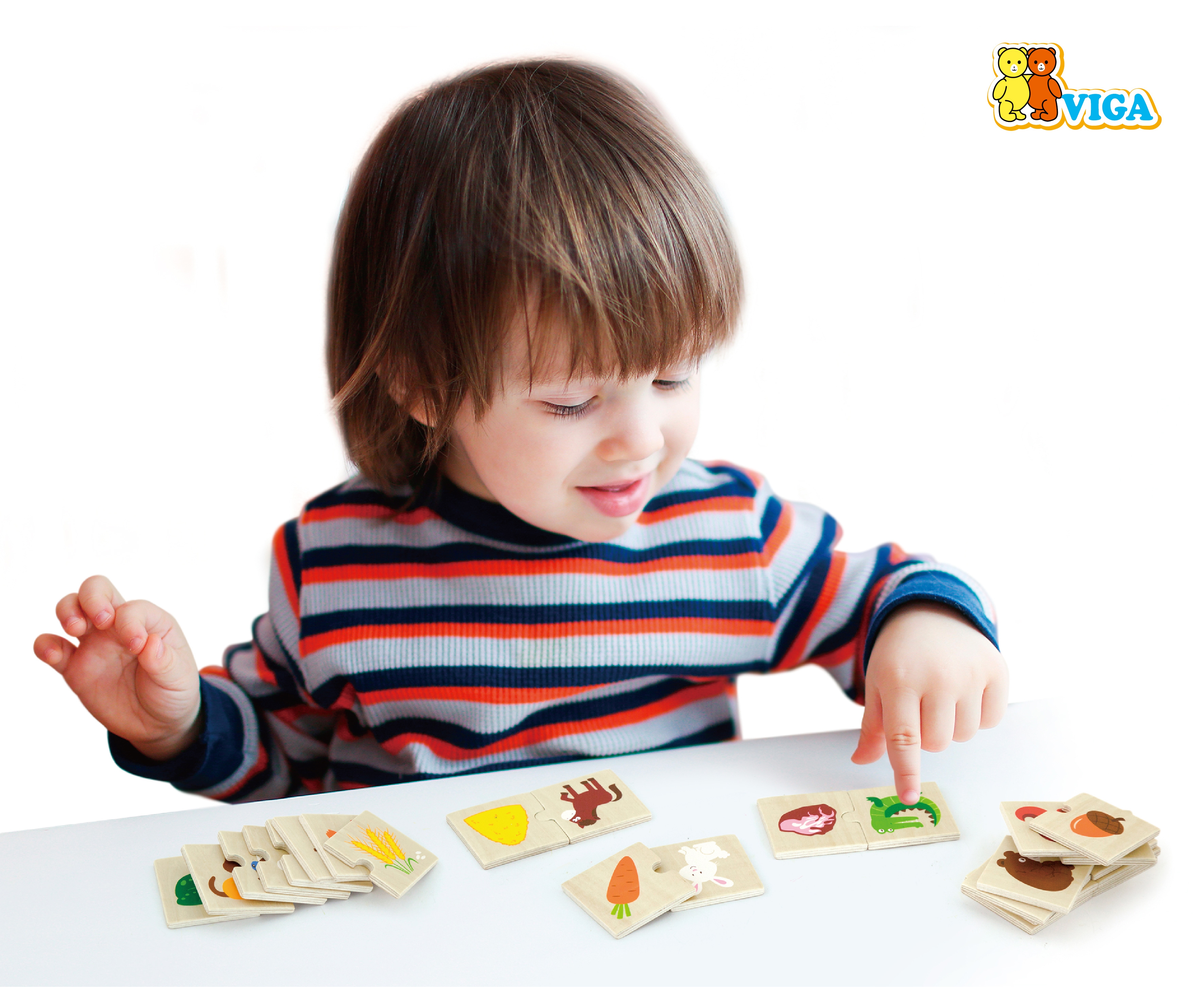 Drewniane puzzle nakarm zwierzątko co jedzą zwierzęta układanka
