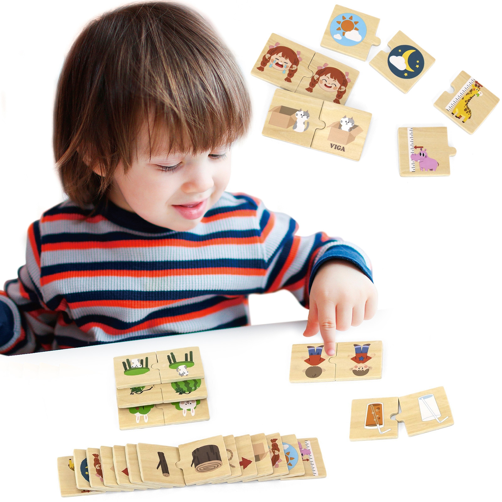 Drewniana układanka puzzle przeciwieństwa