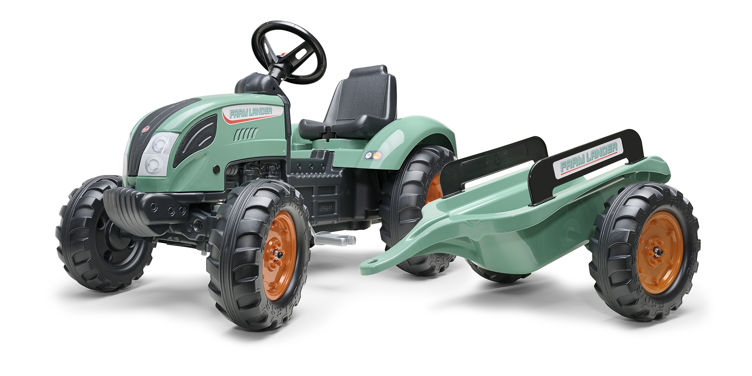 Traktor lander zielony na pedały z przyczepką od 3 lat