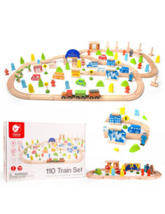 Wielki Zestaw Kolejka Drewniana Classic World 110 Elementów 2