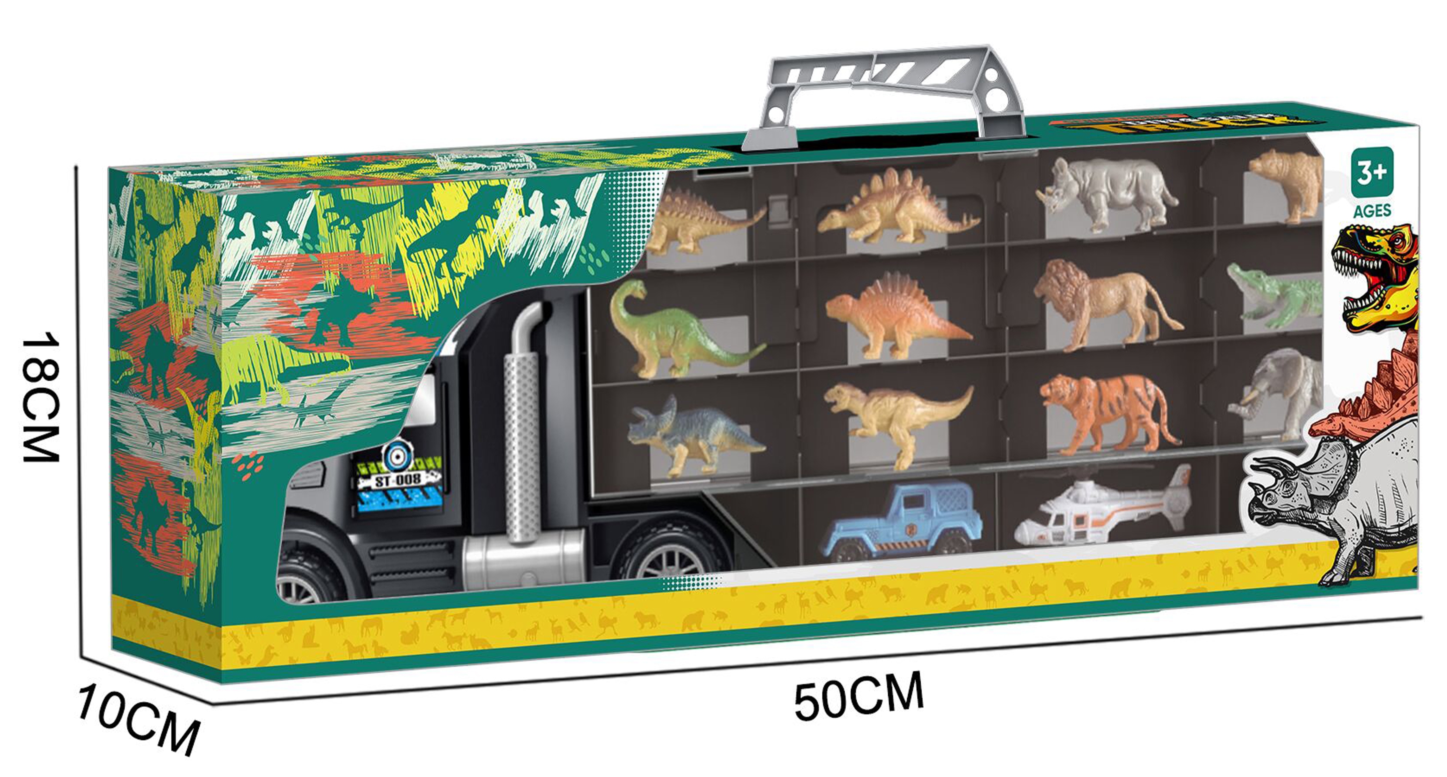 Samochód transporter dinozaury ciężarówka