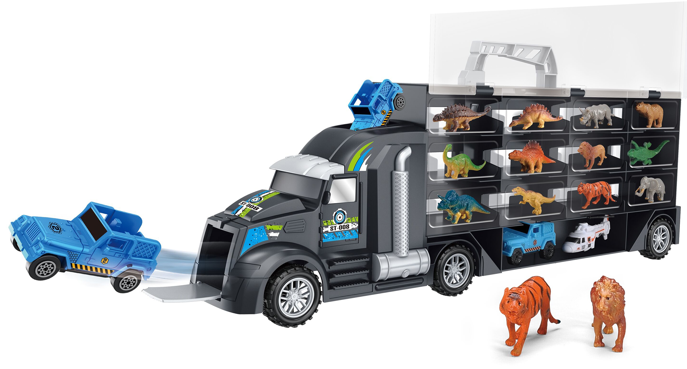 Samochód transporter dinozaury ciężarówka