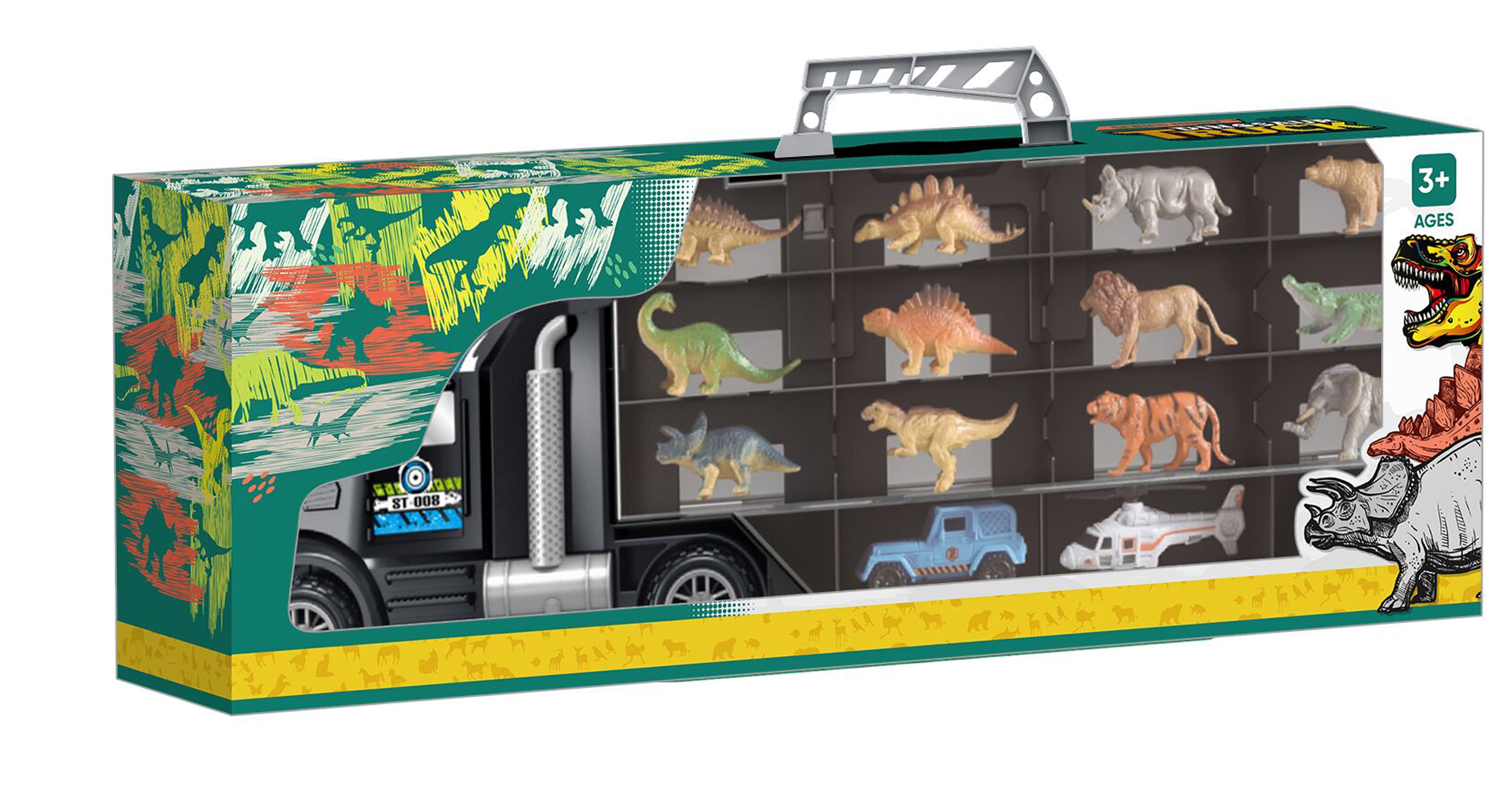 Samochód transporter dinozaury ciężarówka