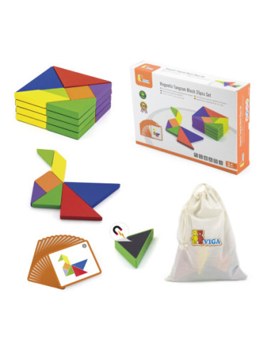 Viga Tangram Drewniana Gra Logiczna Układanka Klocki Łamigłówka