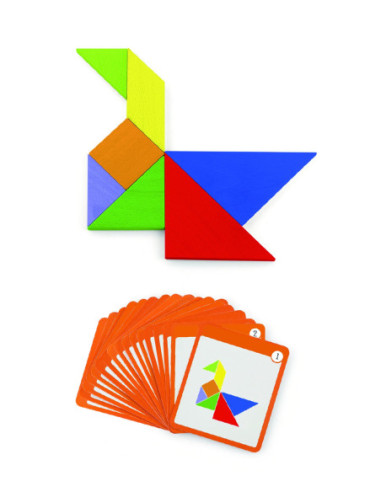 Viga Tangram Drewniana Gra Logiczna Układanka Klocki Łamigłówka