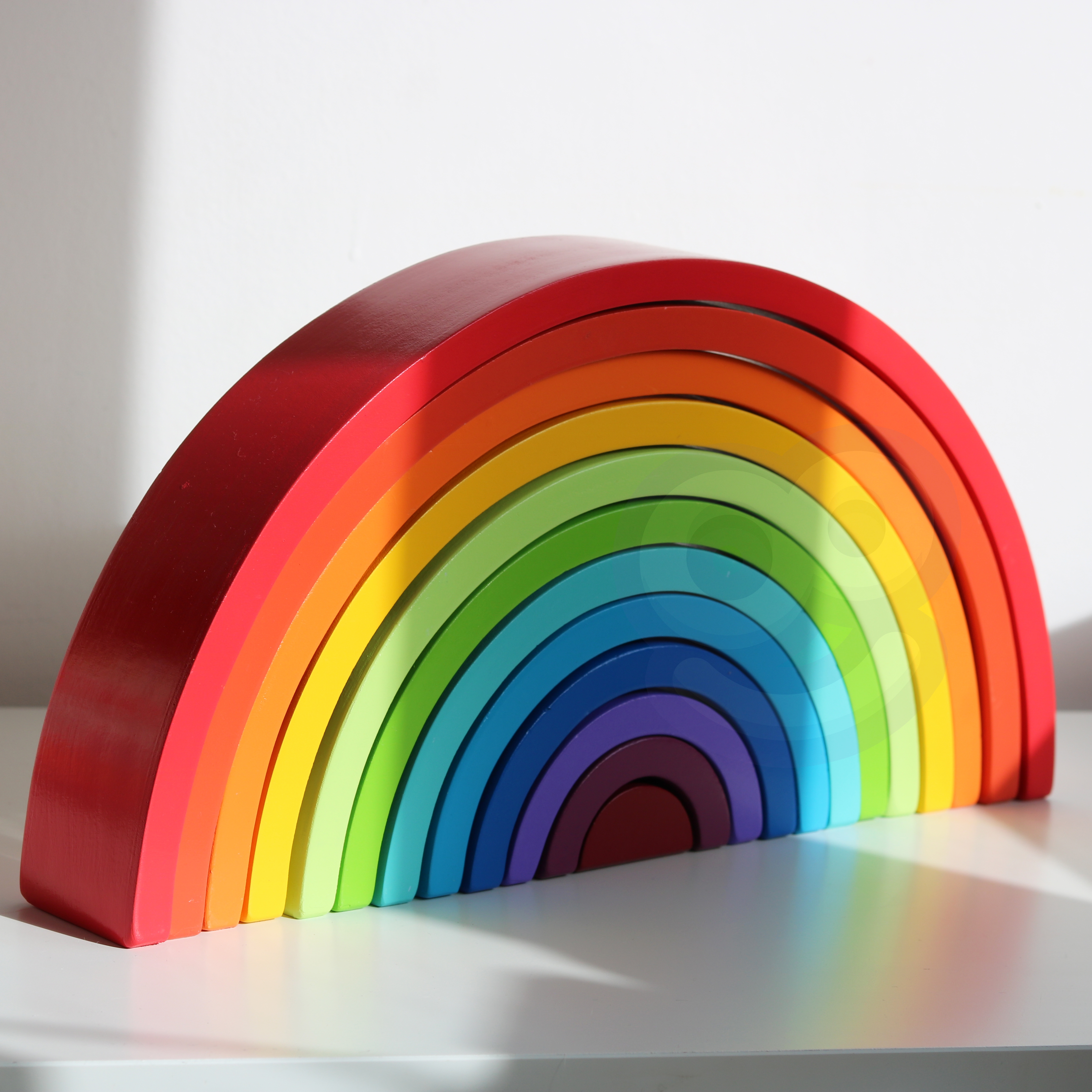 Układanka drewniane klocki montessori tęcza