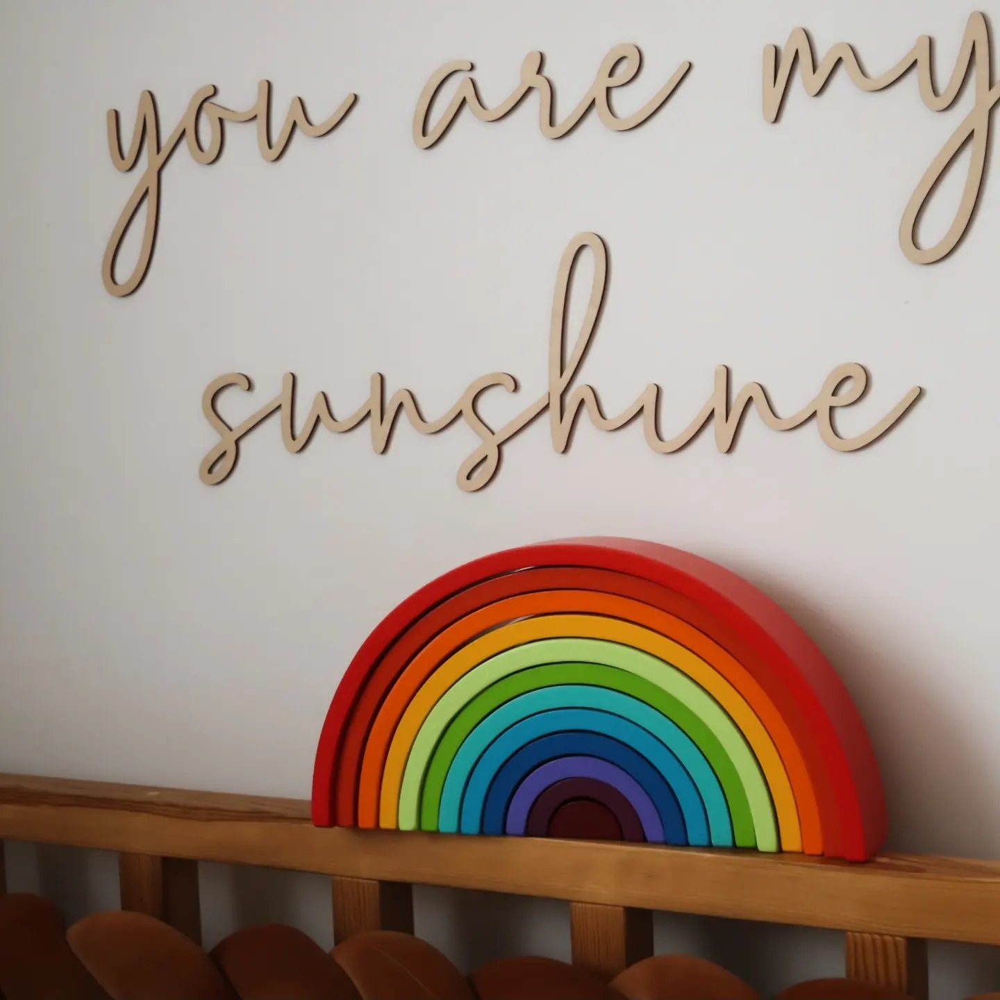 Układanka drewniane klocki montessori tęcza