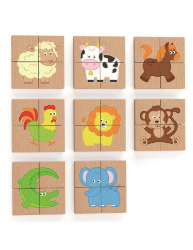 Drewniane Puzzle Magnetyczne Zwierzęta Układanka Viga Toys