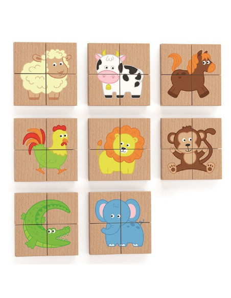 Drewniane Puzzle Magnetyczne Zwierzęta Układanka Viga Toys