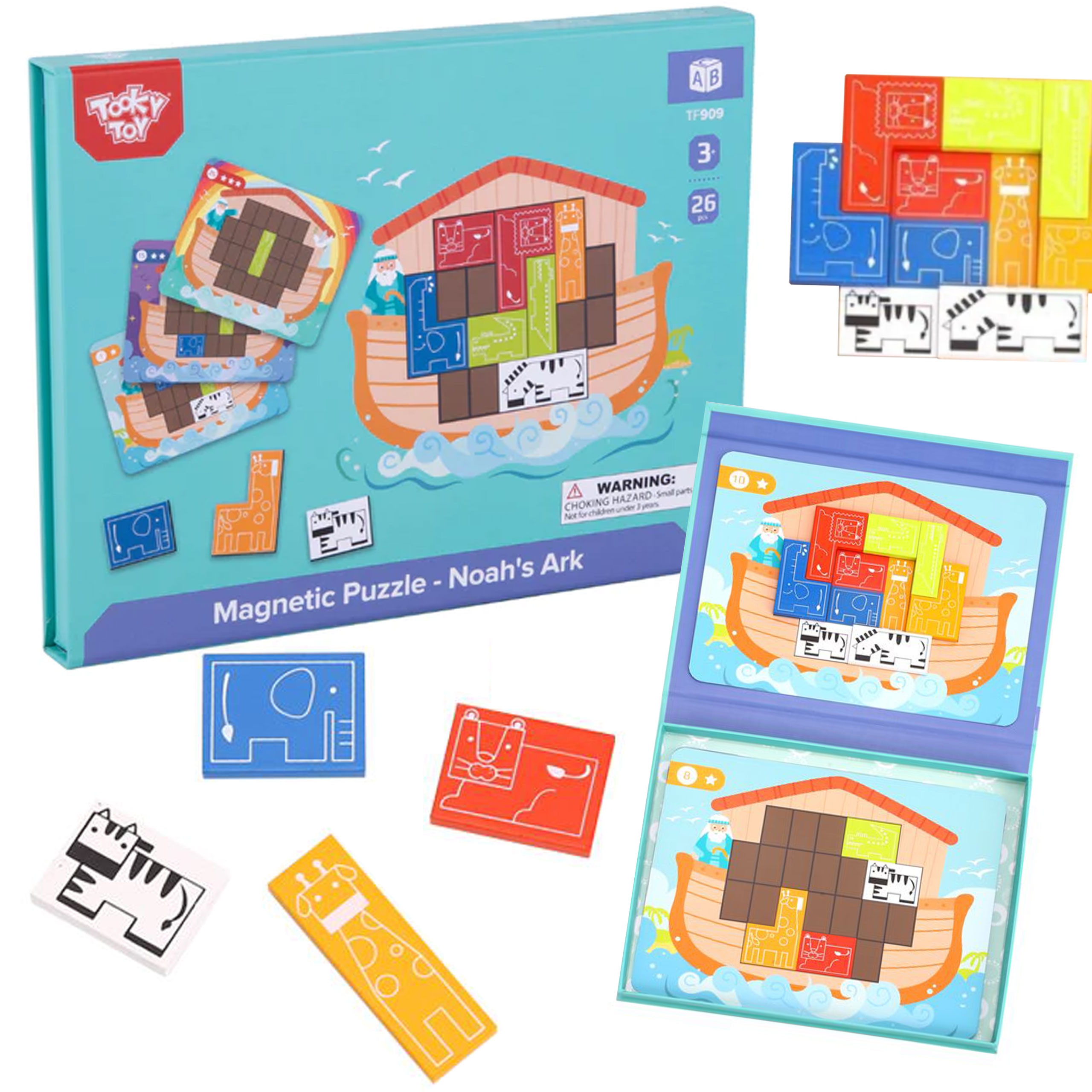Układanka magnetyczna montessori logiczna puzzle tetris arka noego 26 el.