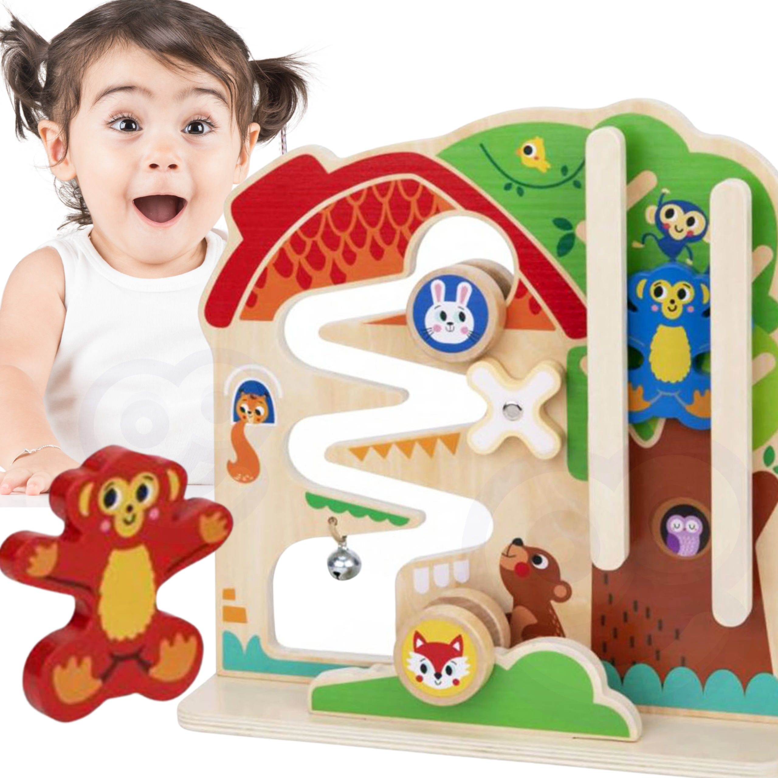 TOOKY TOY Drewniana Tablica Manipulacyjna Montessori Labirynt