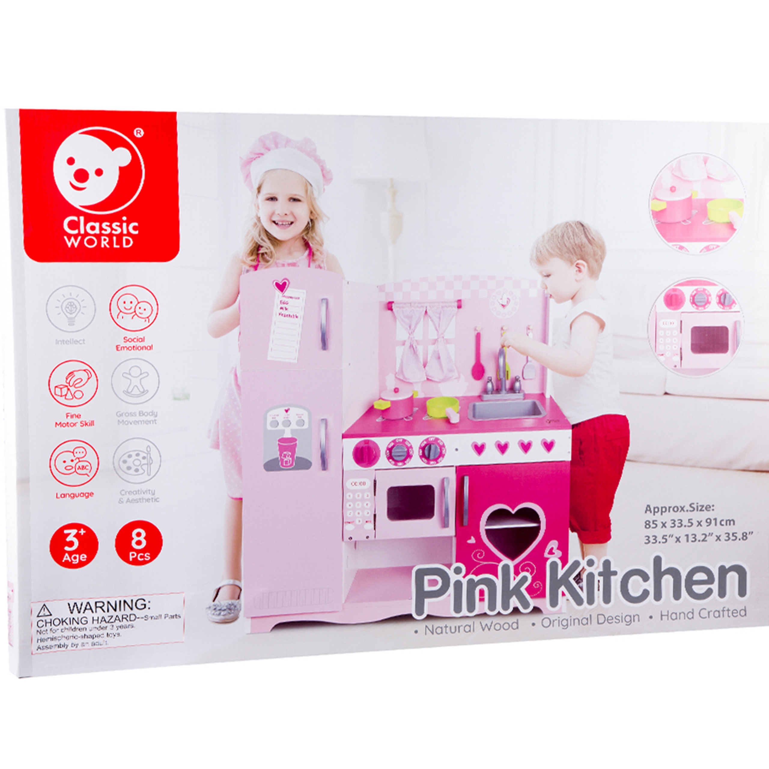 Duża drewniana kuchnia dla dzieci vintage pink xxl