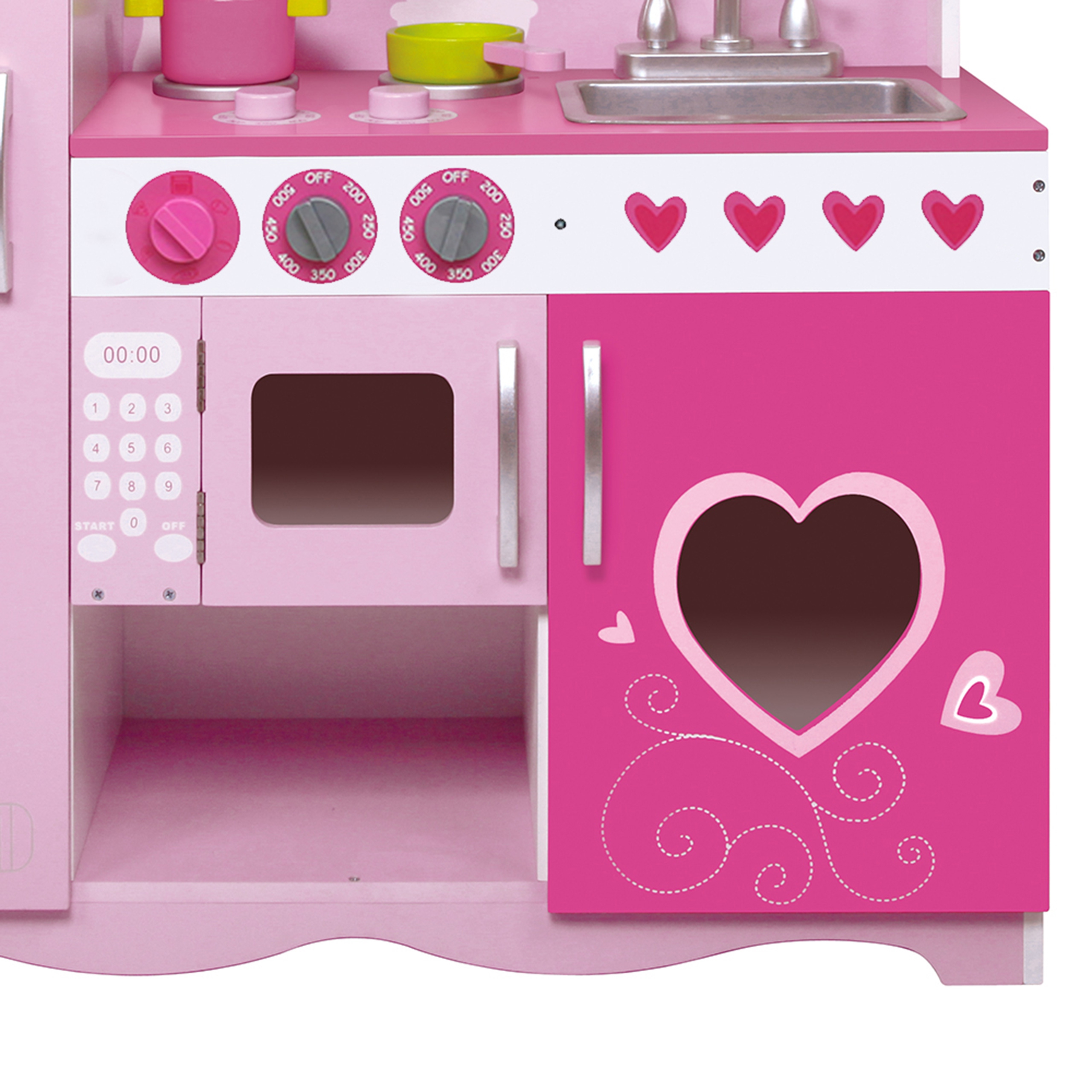 Duża drewniana kuchnia dla dzieci vintage pink xxl
