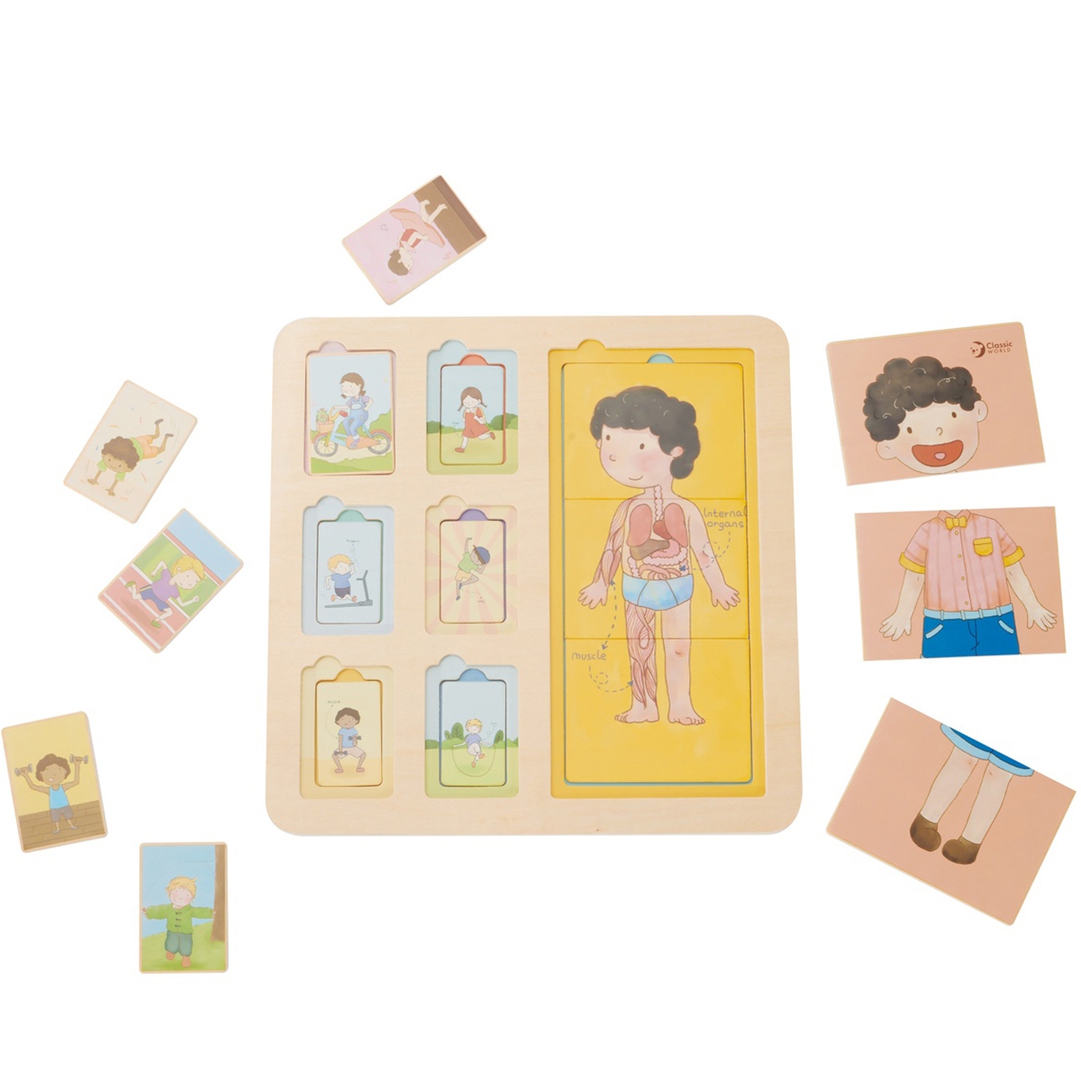 Tablica edukacyjna ciało ludzkie układanka klocki puzzle dla dzieci dopasuj montessori 19 el.