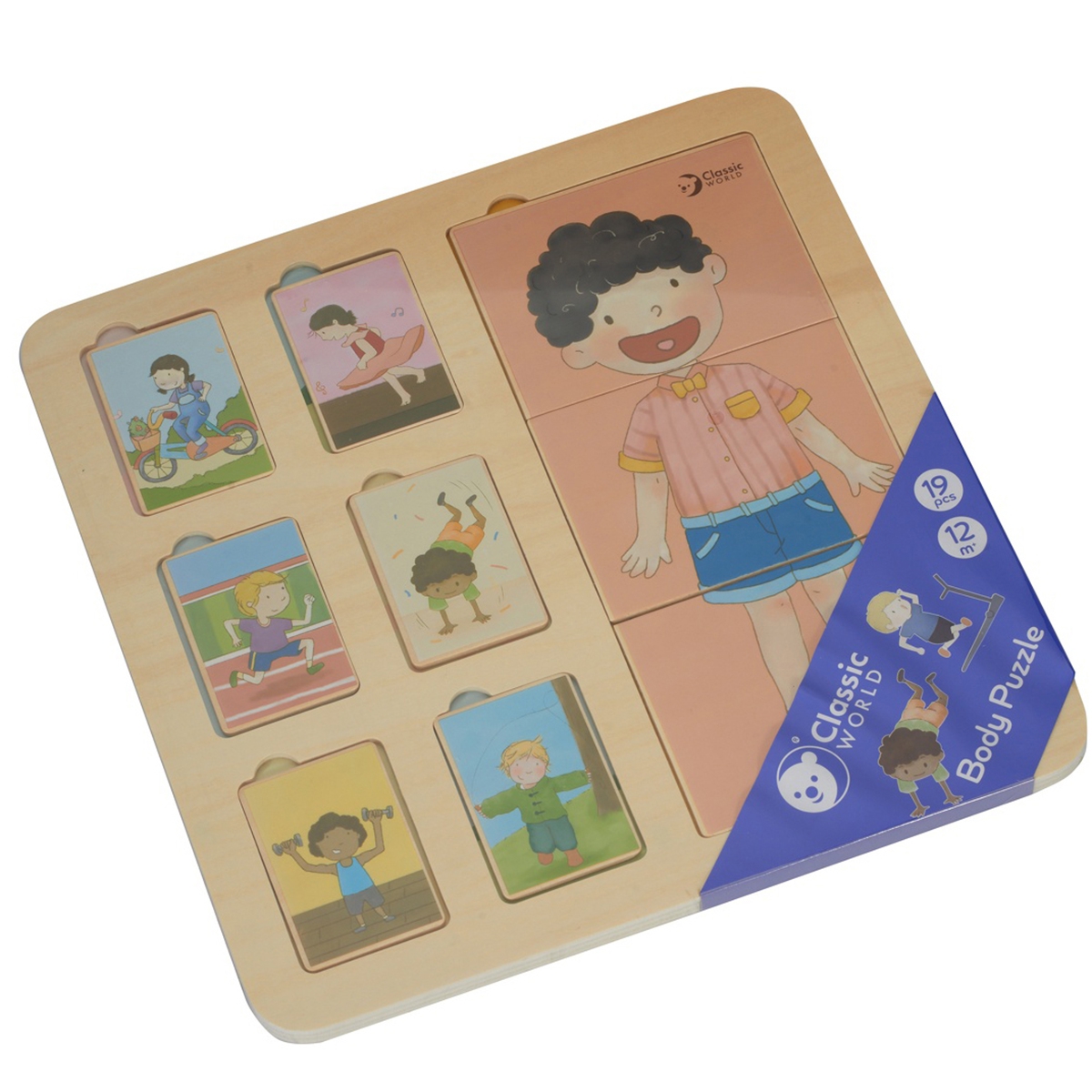 Tablica edukacyjna ciało ludzkie układanka klocki puzzle dla dzieci dopasuj montessori 19 el.