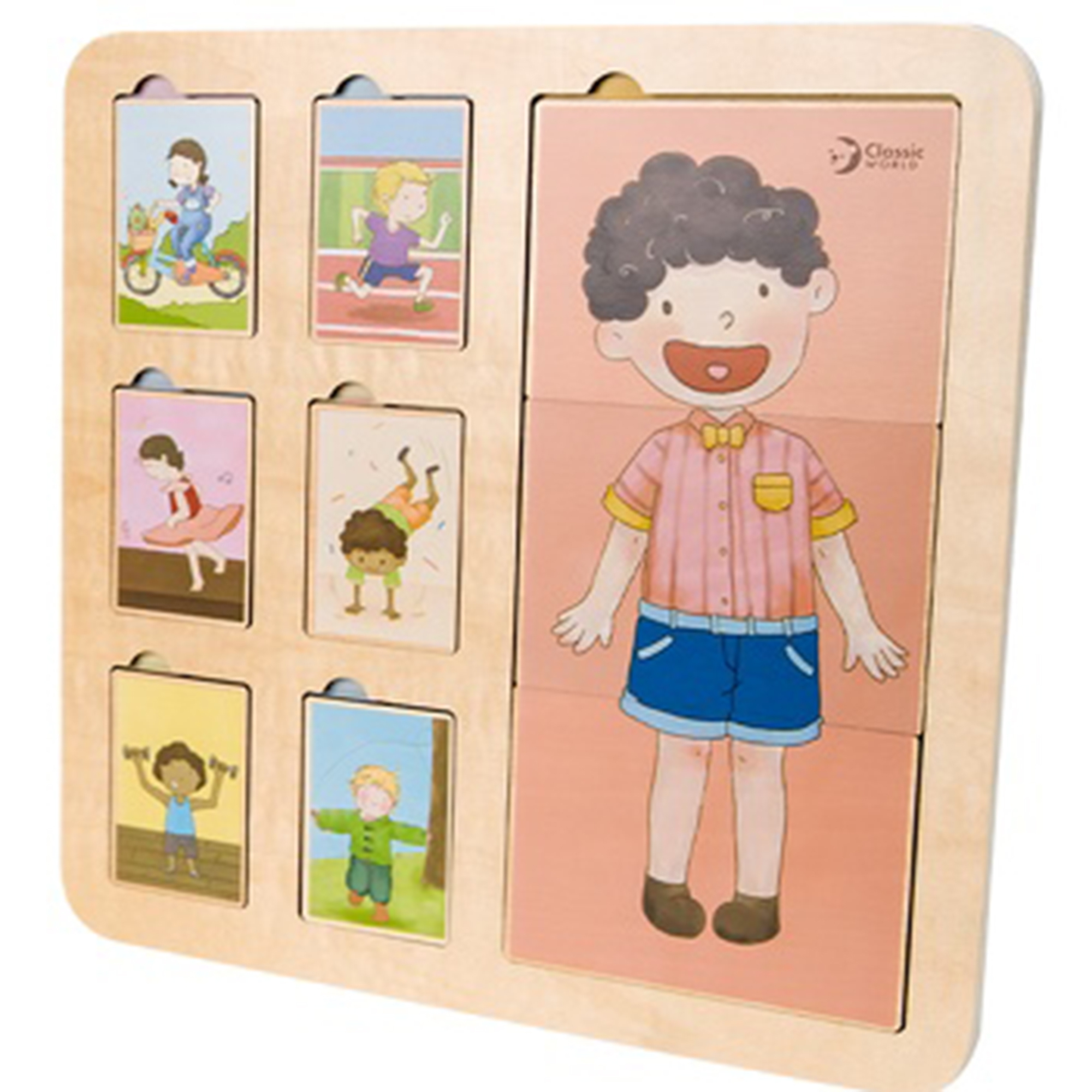 Tablica edukacyjna ciało ludzkie układanka klocki puzzle dla dzieci dopasuj montessori 19 el.