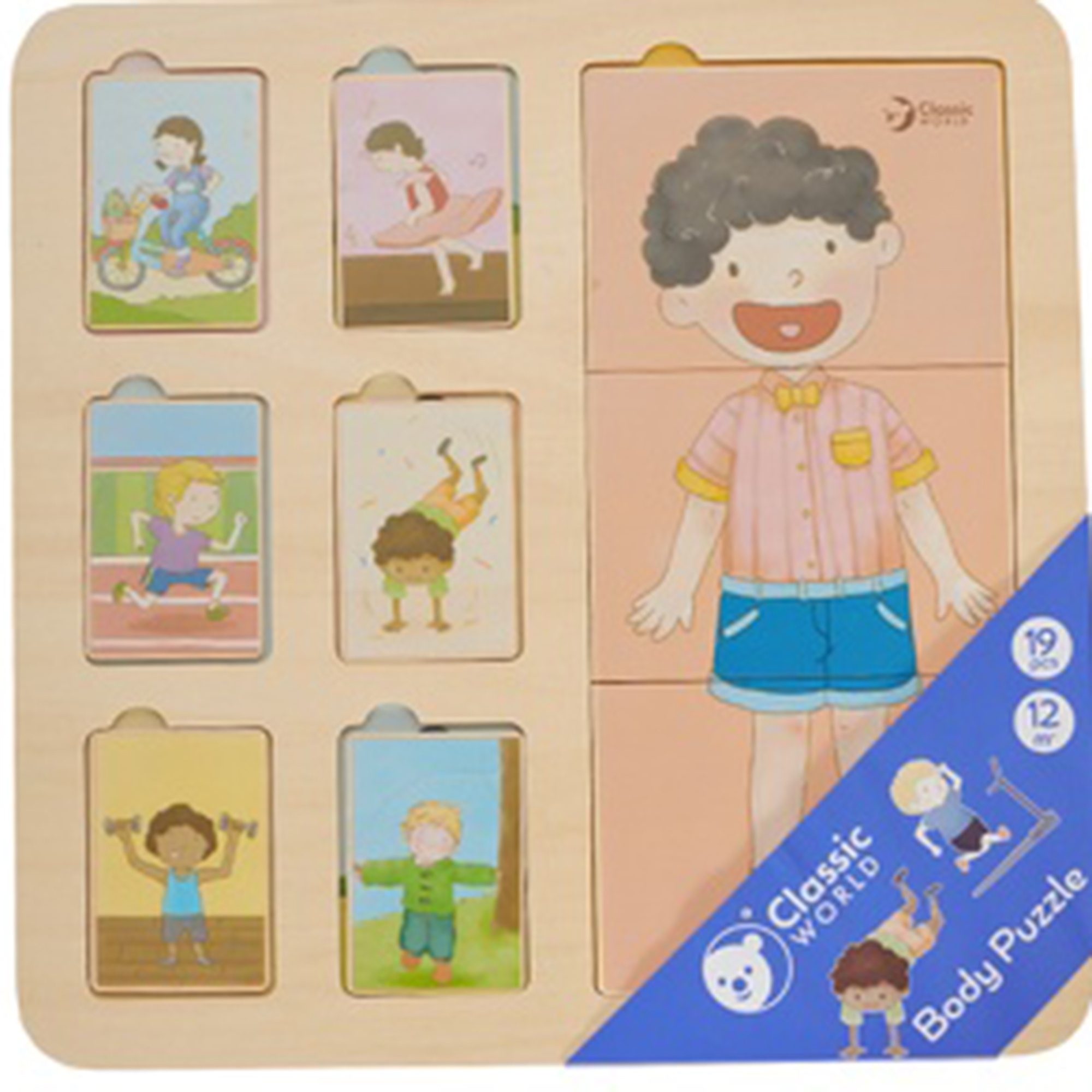 Tablica edukacyjna ciało ludzkie układanka klocki puzzle dla dzieci dopasuj montessori 19 el.