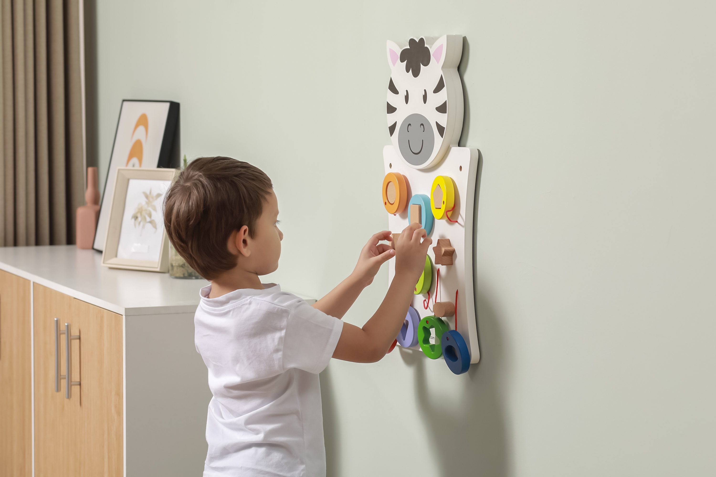 Drewniana tablica manipulacyjna zebra certyfikat fsc montessori