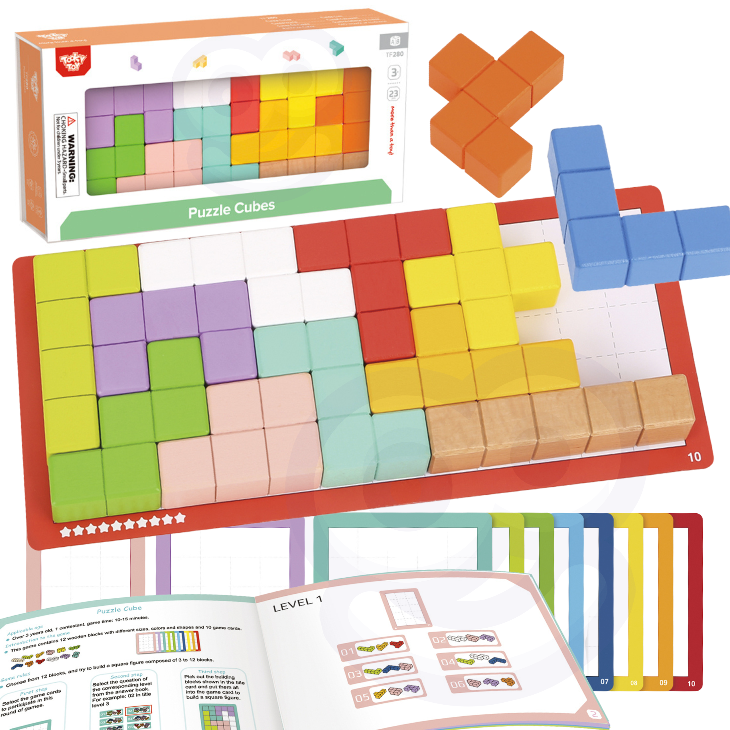 Układanka klocki tetris 10 poziomów trudności 22 el.