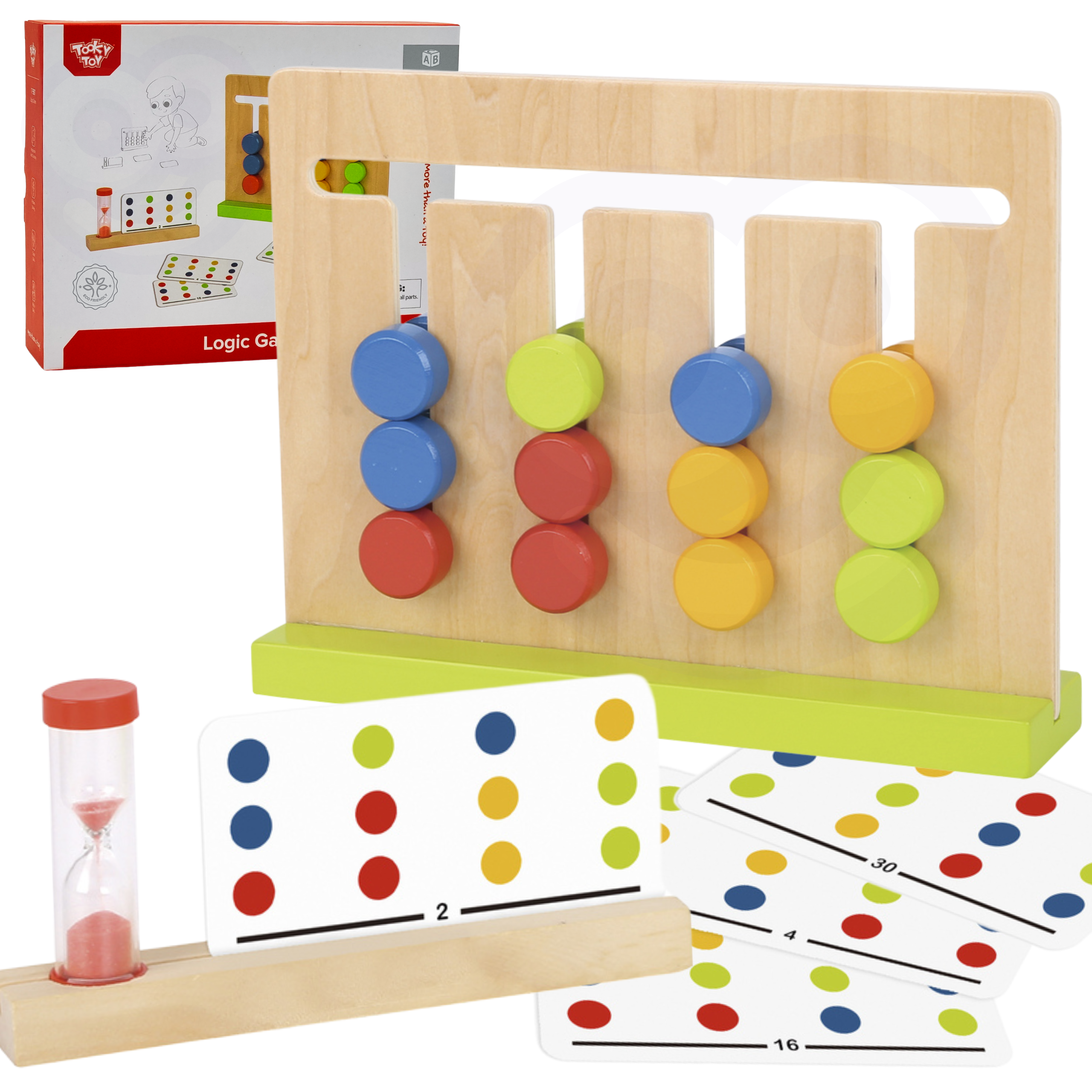 Kolorowy Wyścig Czasu - Drewniana Układanka Logiczna Tooky Toy