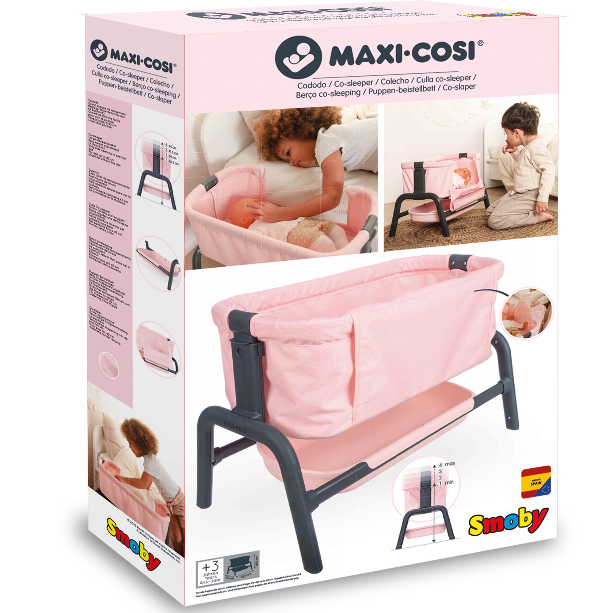 Łóżeczko maxi-cosi quinny dla lalek 38 cm ze schowkiem i regulacją wysokości