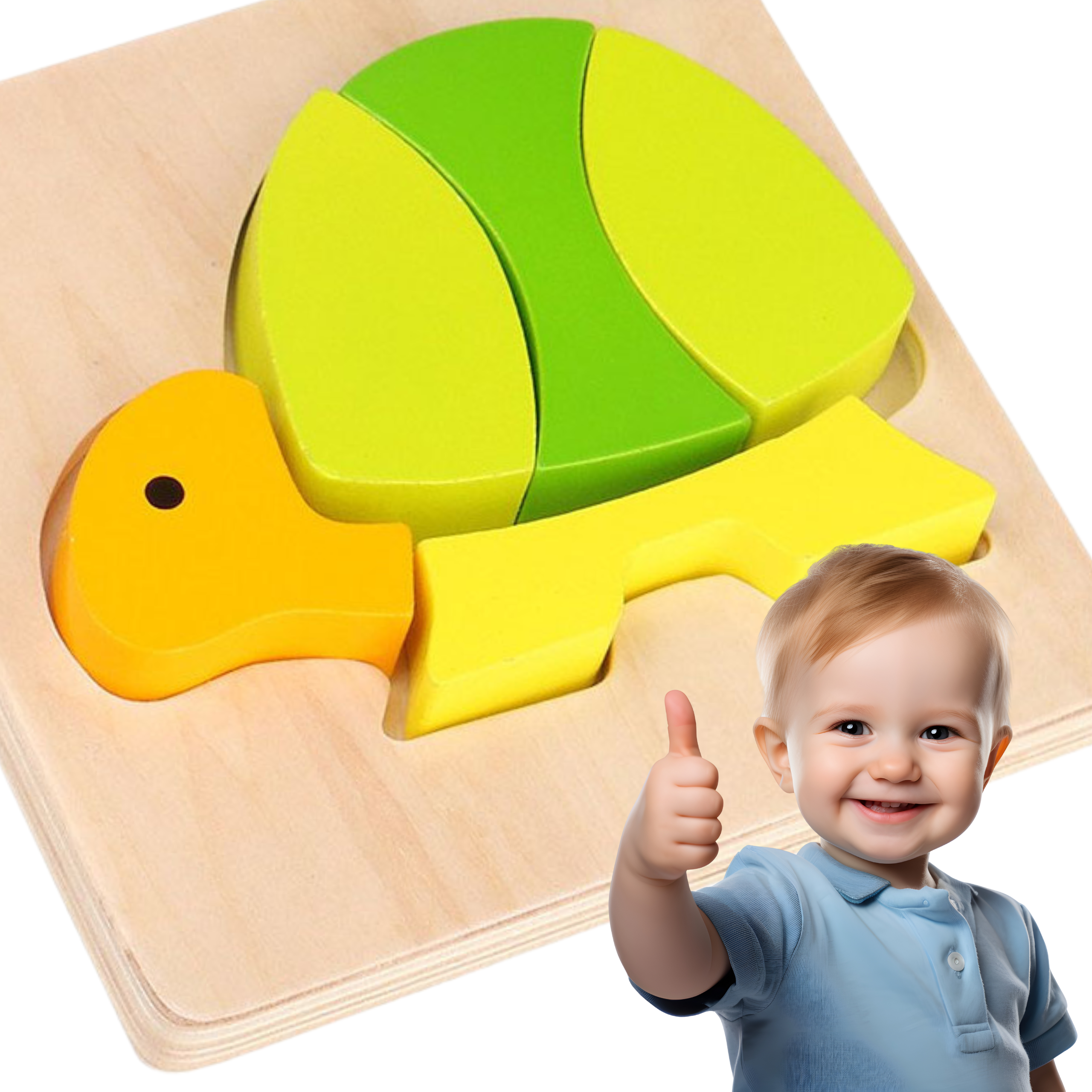 Puzzle układanka montessori grube klocki żółw 5 el.