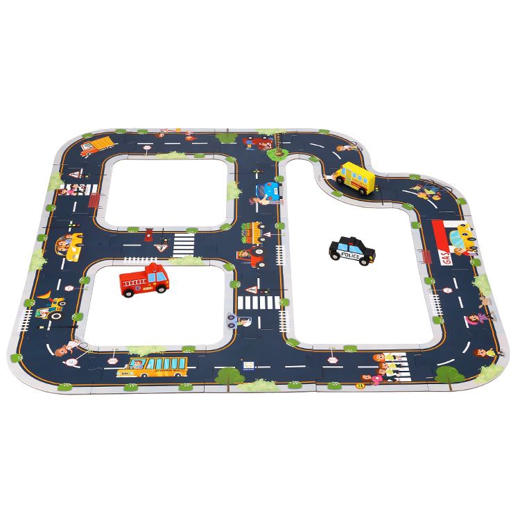 Droga autostrada puzzle + pojazdy samochody znaki drogowe