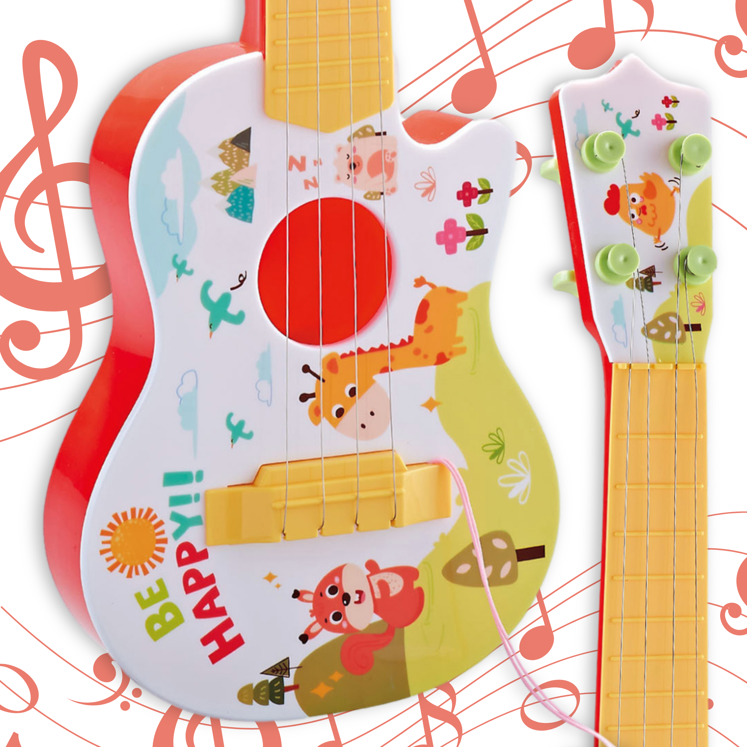 WOOPIE Gitara Akustyczna dla Dzieci Czerwona 43 cm