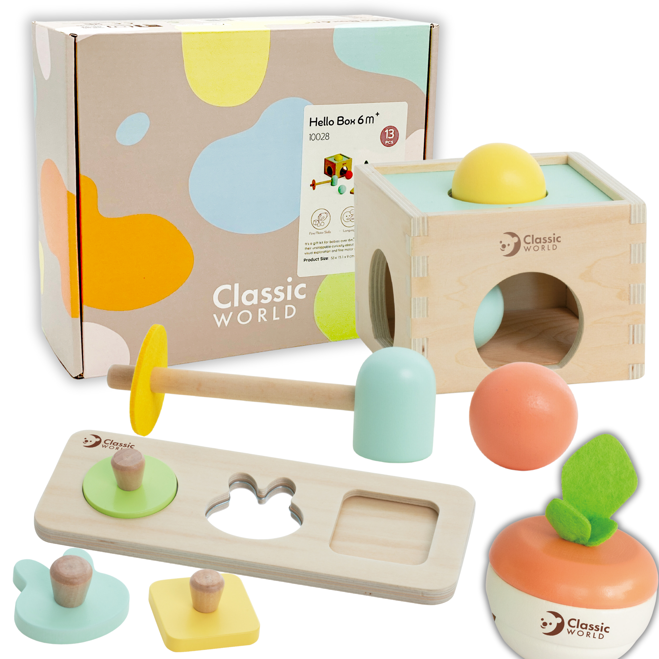 Pastelowy zestaw edukacyjny dla dzieci box od 6 do 12 miesiąca