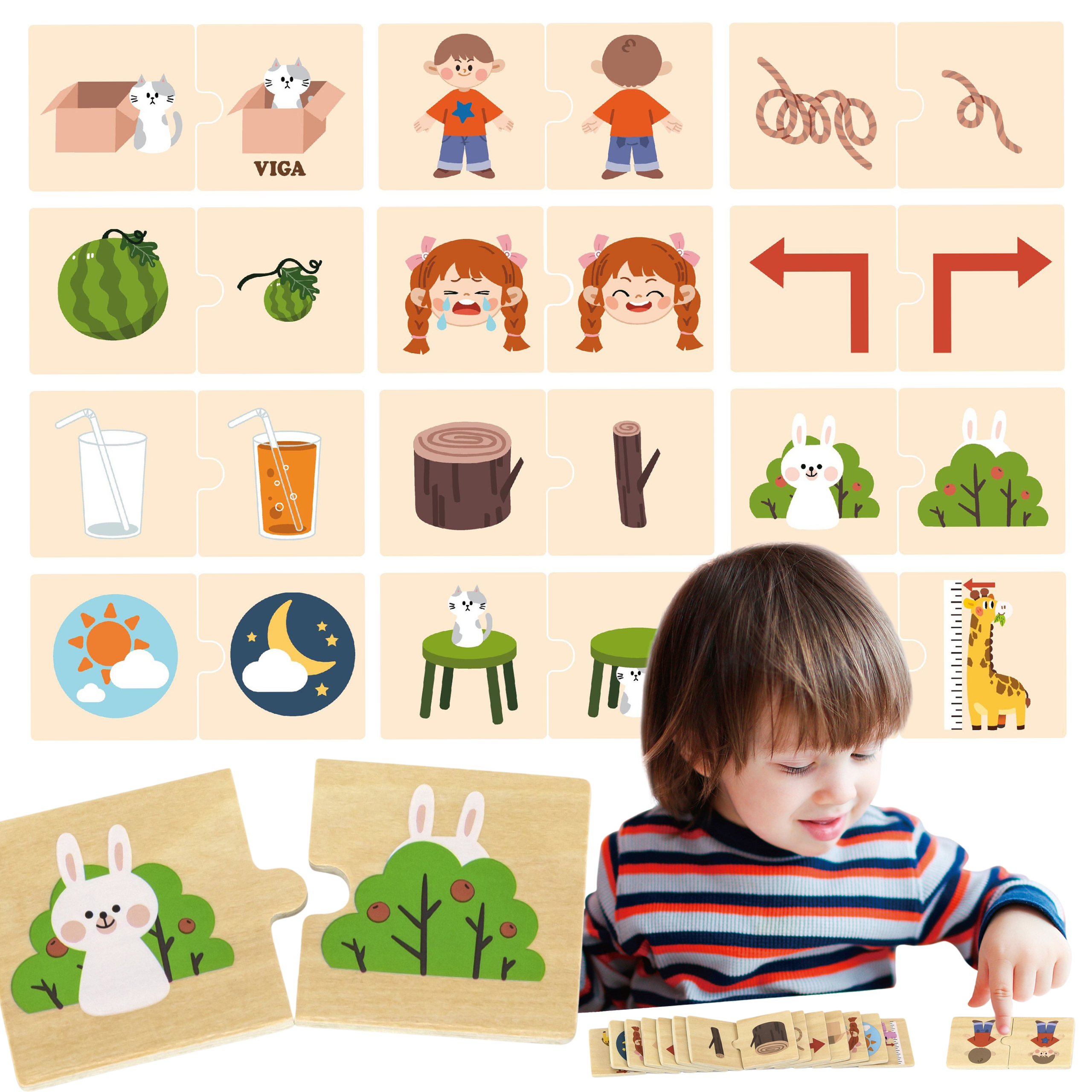 Drewniana układanka puzzle przeciwieństwa