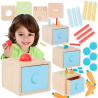 Tooky Toy Wooden Cube Educational Drawer Box Montessori Sorter Learning Colors 4-in-1