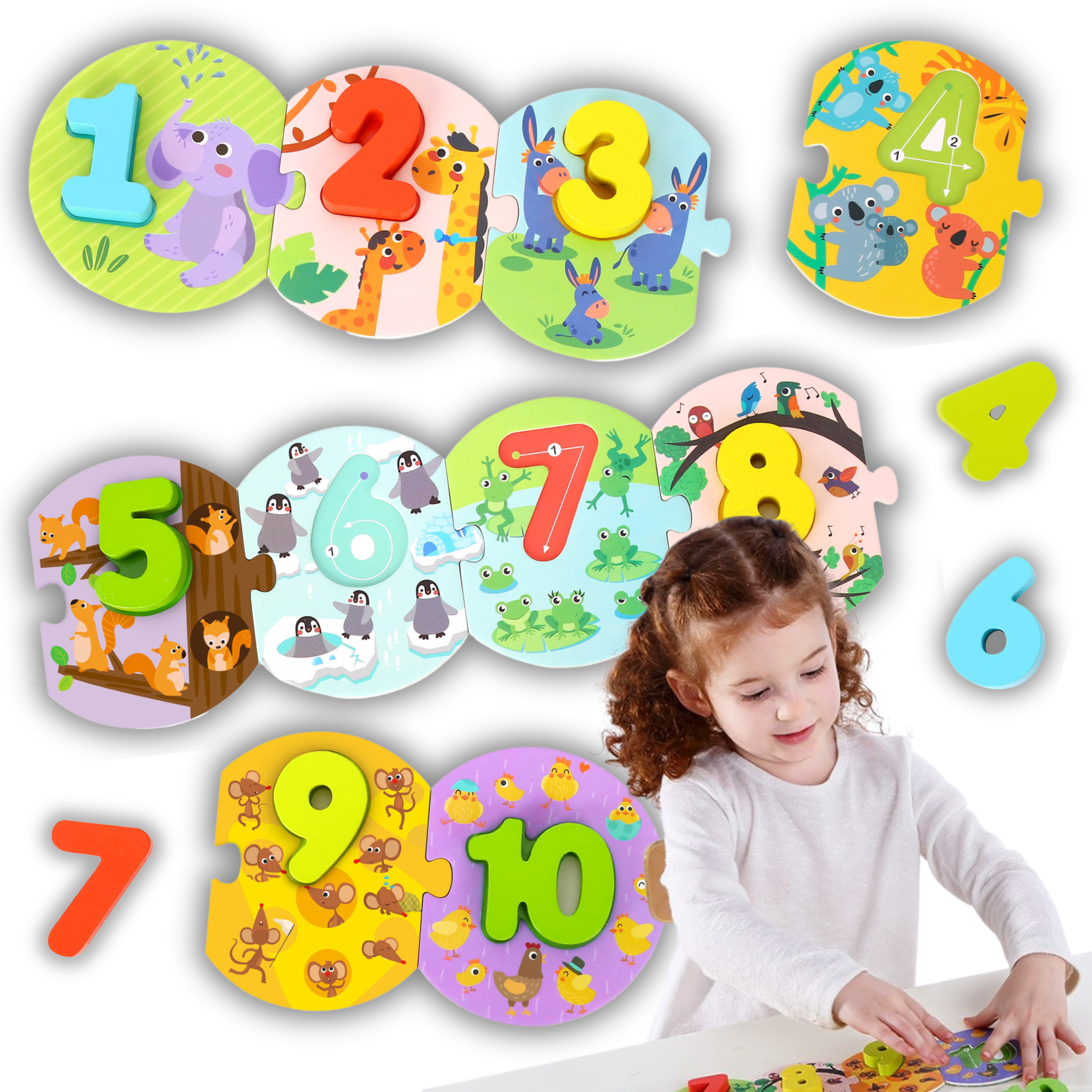 Edukacyjne puzzle układanka montessori nauka liczenia