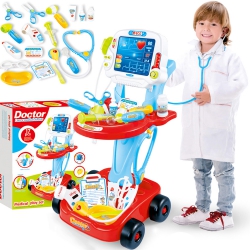 WOOPIE Wózek Małego Lekarza Różowy Zestaw Lekarski Dla Dzieci 17 akc