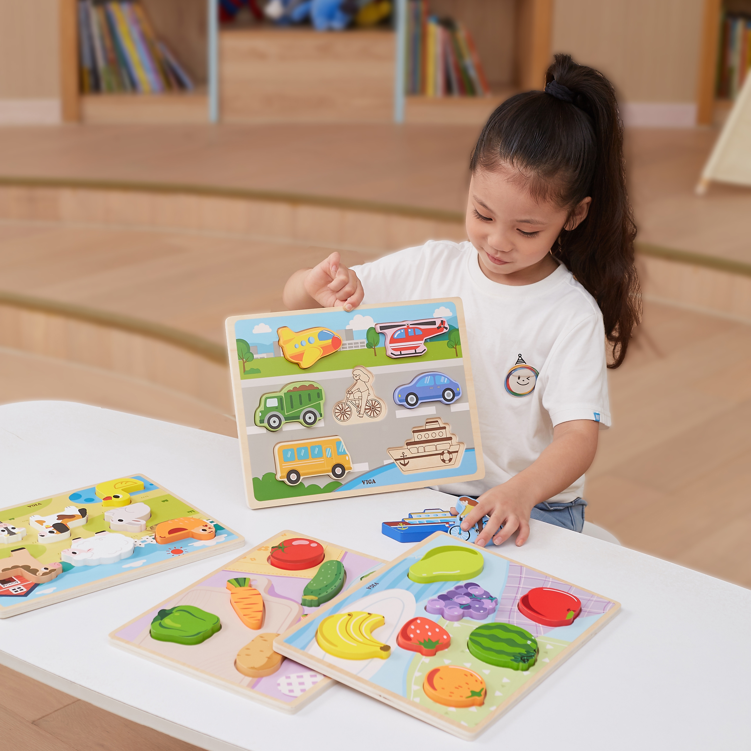 Drewniane puzzle układanka montessori 2w1 figurki farma