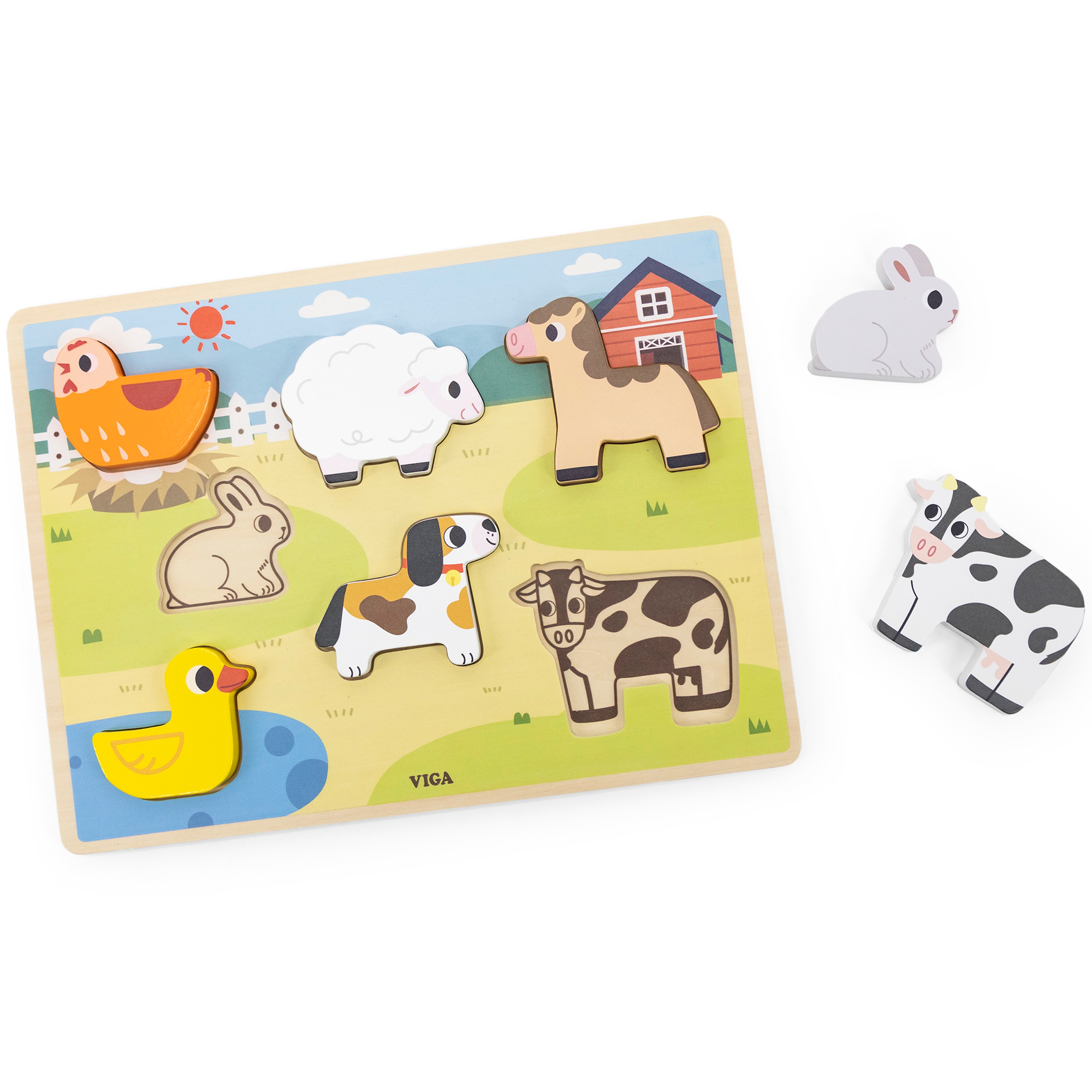 Drewniane puzzle układanka montessori 2w1 figurki farma