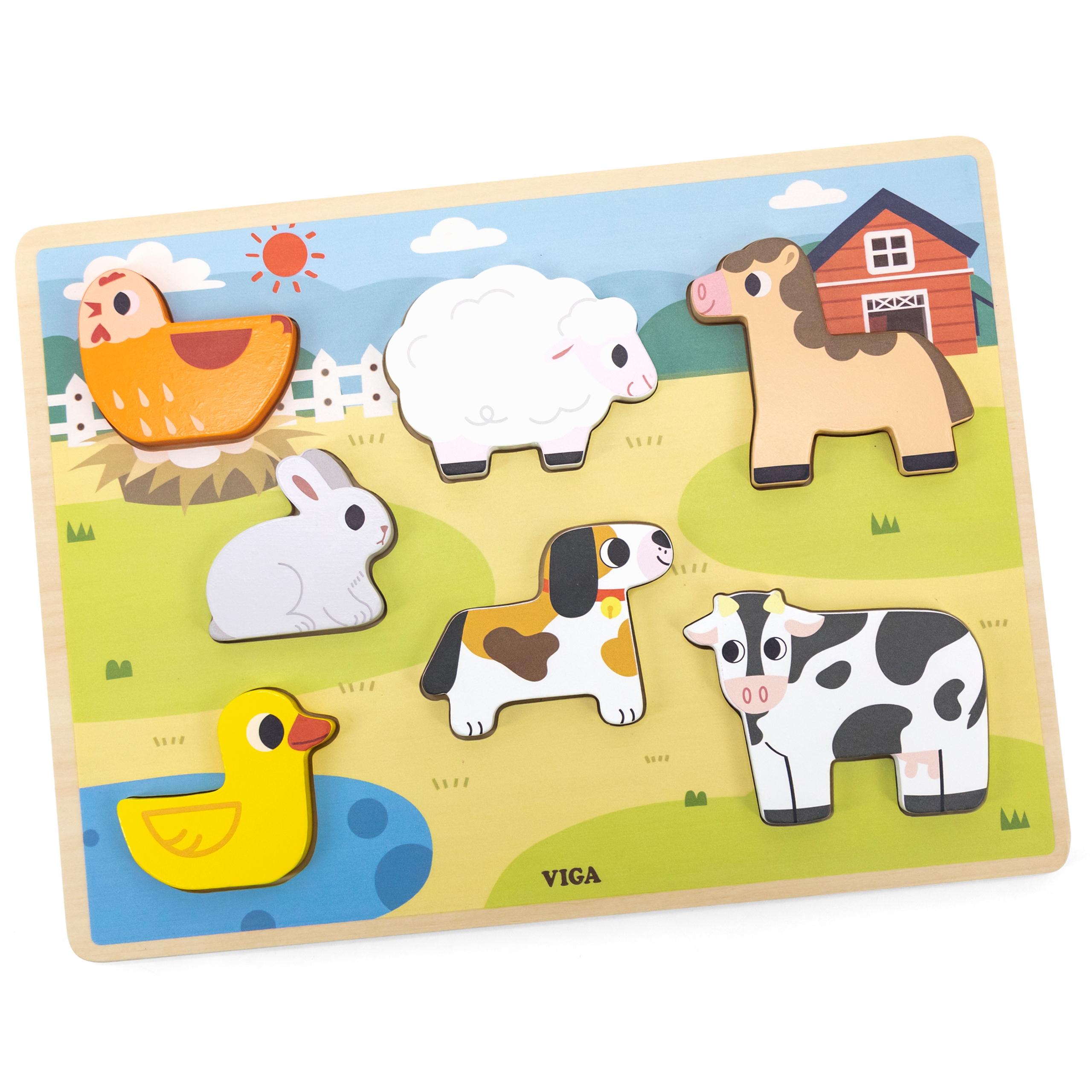 Drewniane puzzle układanka montessori 2w1 figurki farma